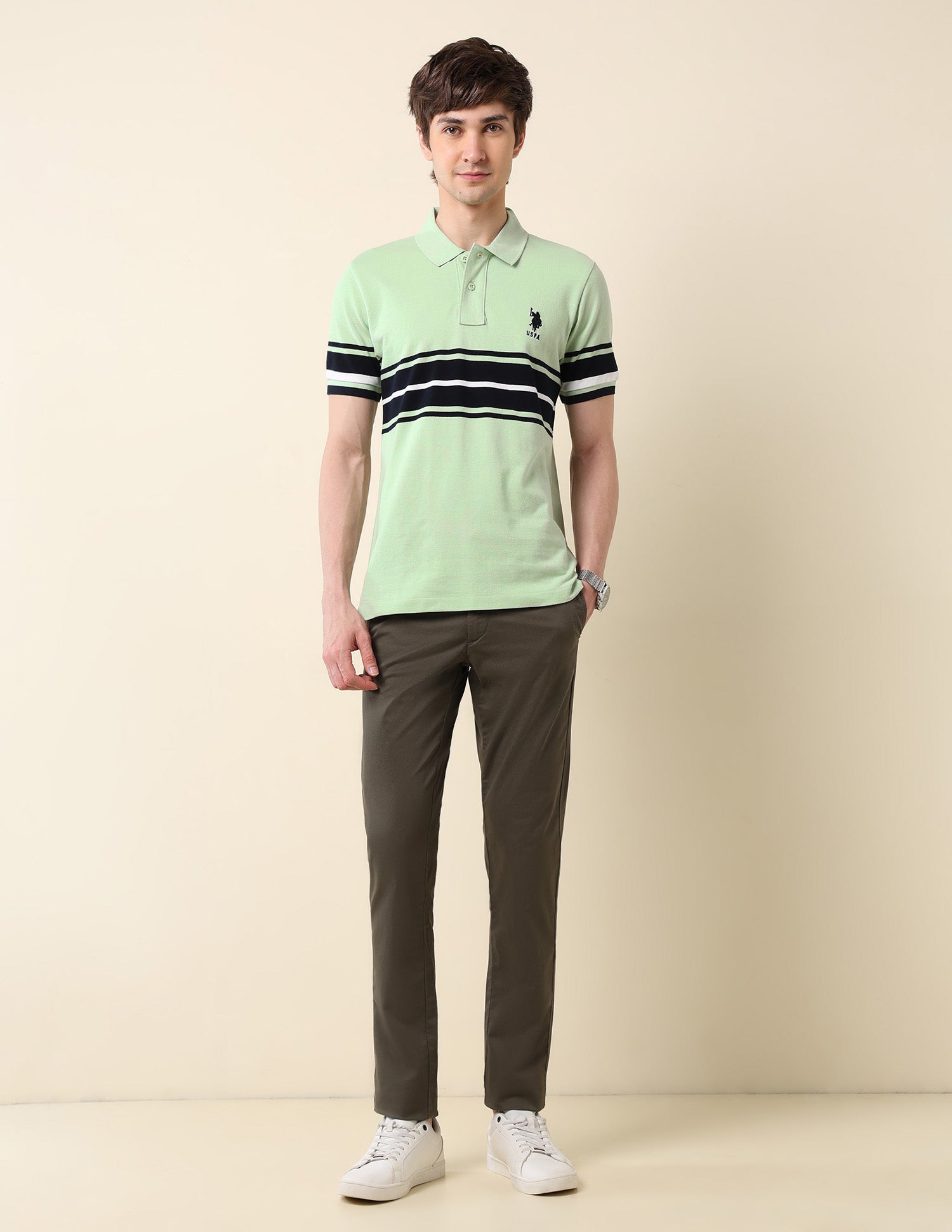Colourblocked Classic Polo Shirt Light Green - U.S. POLO ASSN. | Large
