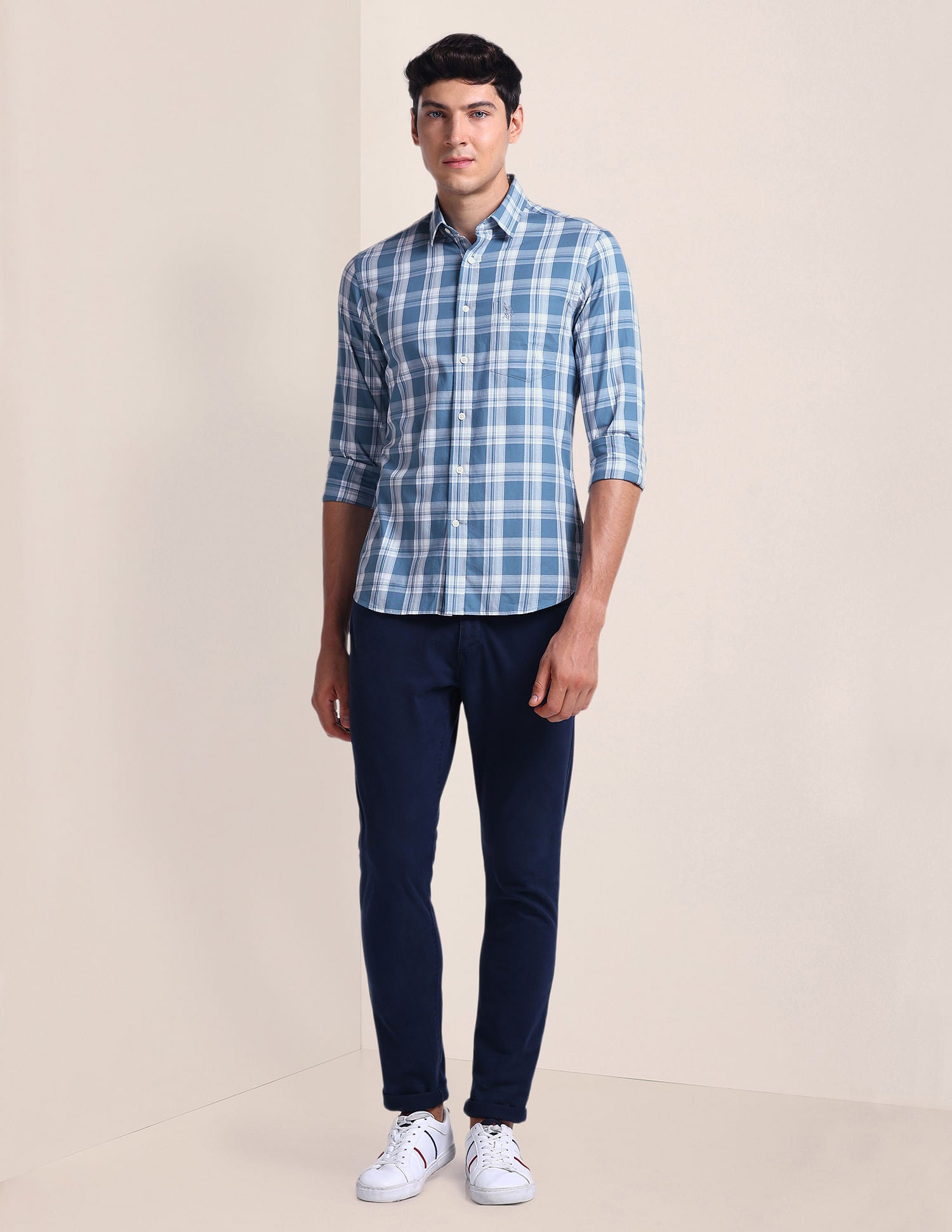 Tartan Check Tailored Fit Shirt Blue - U.S. POLO ASSN. | Large