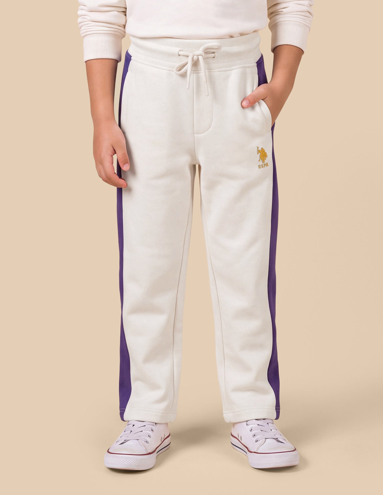 Solid Regular Fit Track Pants Cream - U.S. Polo Assn. India | Large