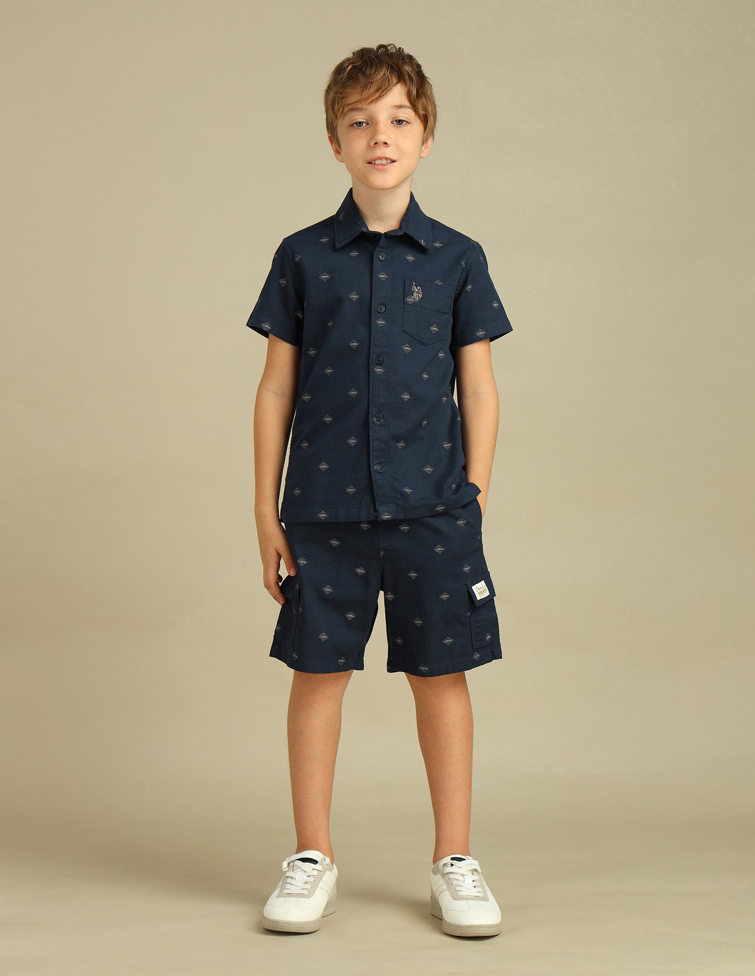 Boys Brand Printed Twill Shirt Navy - U.S. POLO ASSN. | Large