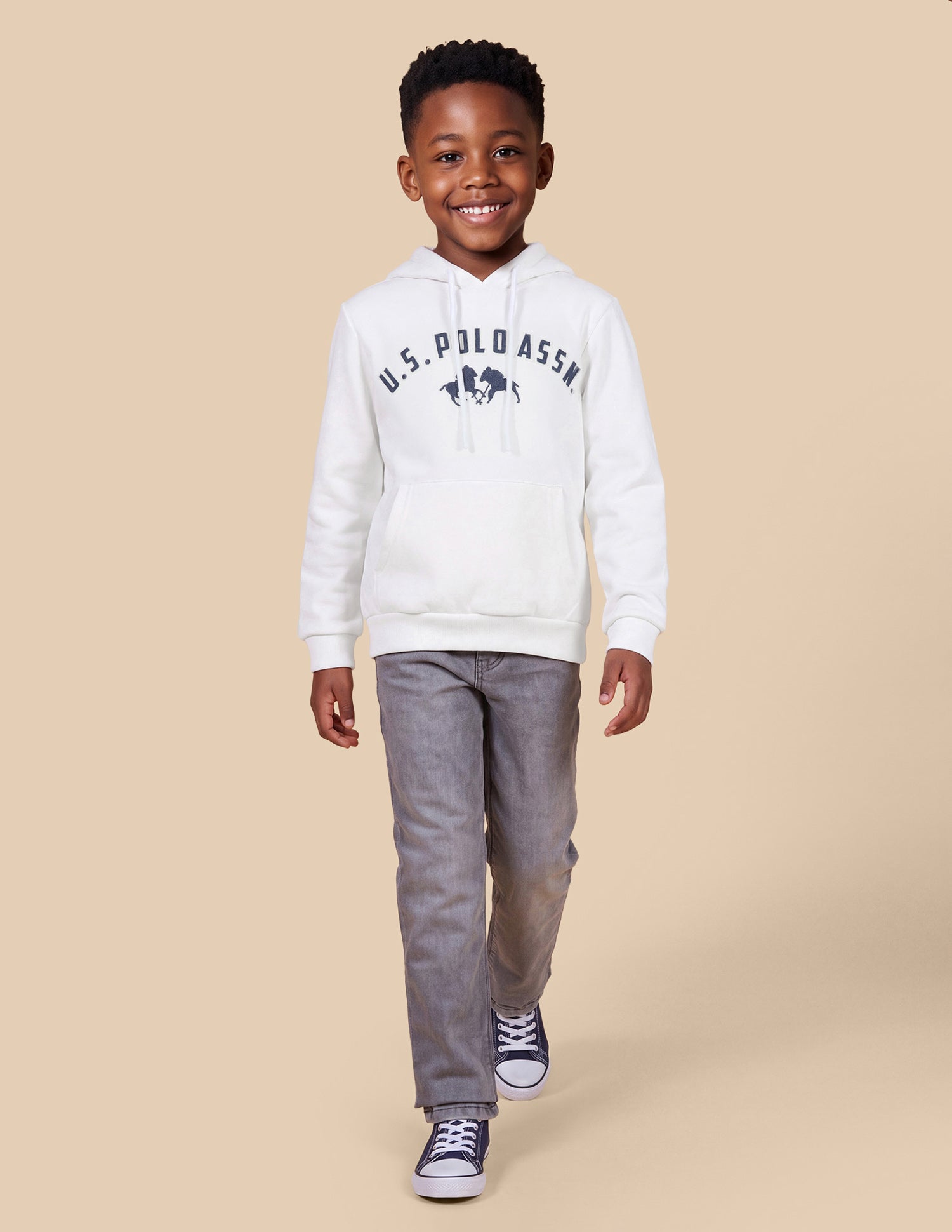 Brand Applique Regular Fit Sweatshirt Off White - U.S. Polo Assn. India | Large