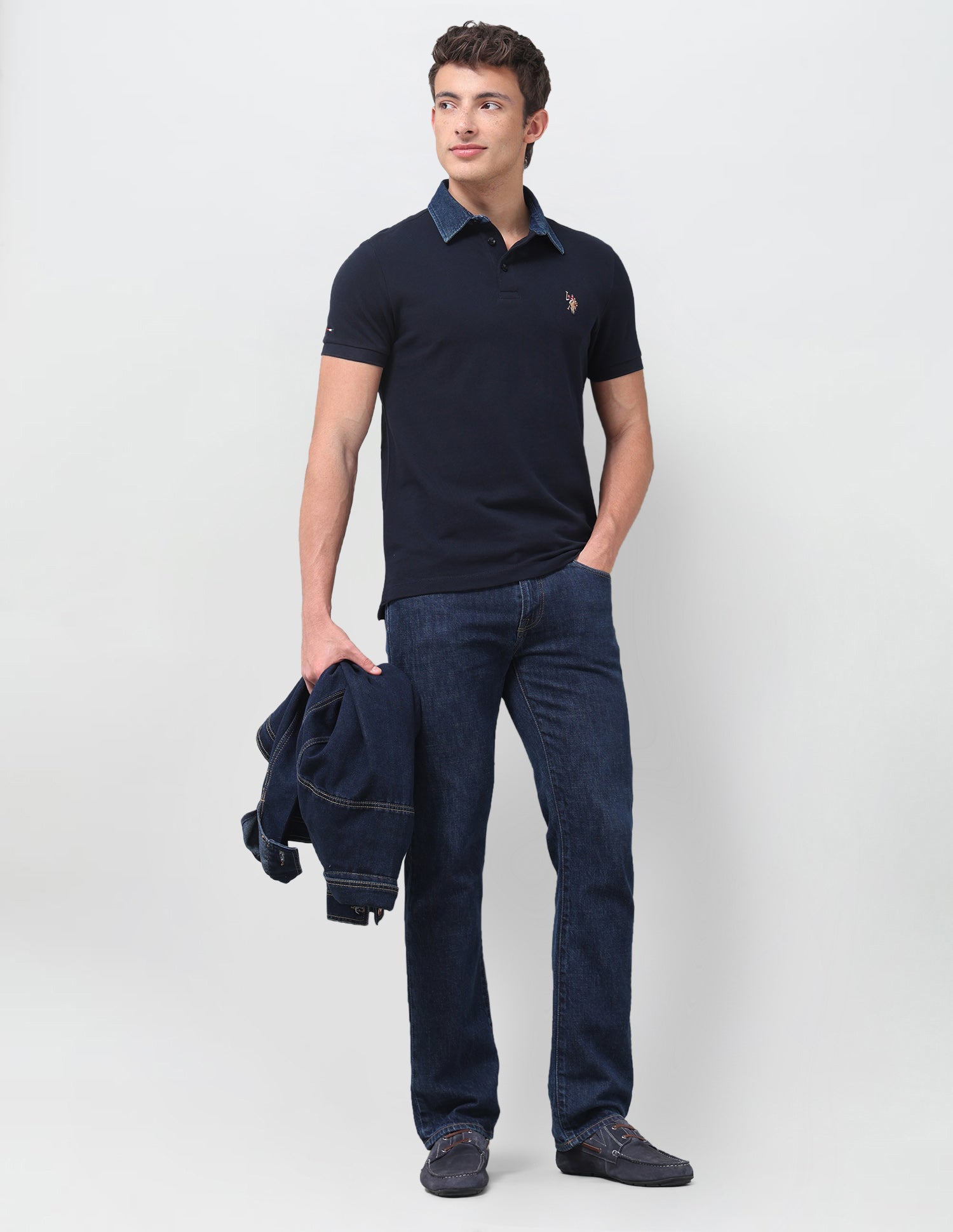 Solid Slim Fit Polo Shirt Navy - U.S. Polo Assn. India | Large