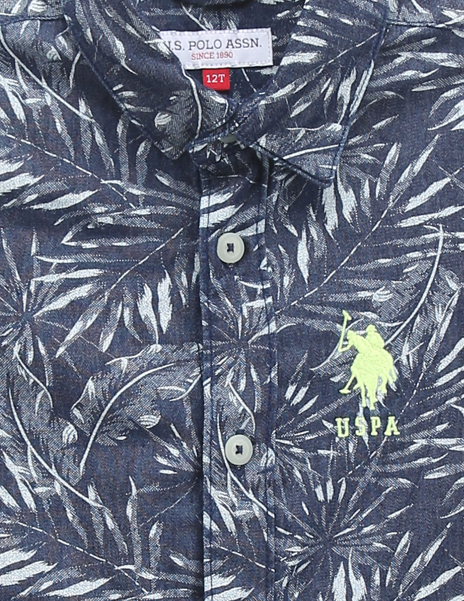 Boys Spread Collar Cotton Shirt Navy - U.S. POLO ASSN. | Large