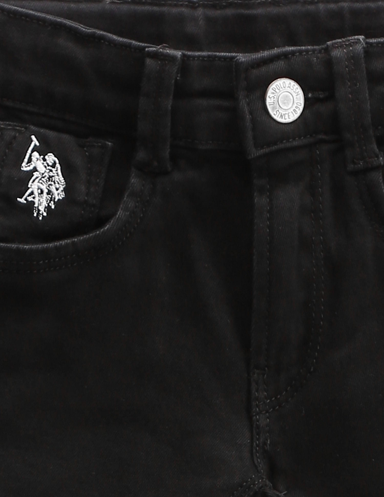 Boys Mid Rise Twill Shorts Black - U.S. Polo Assn. India | Large