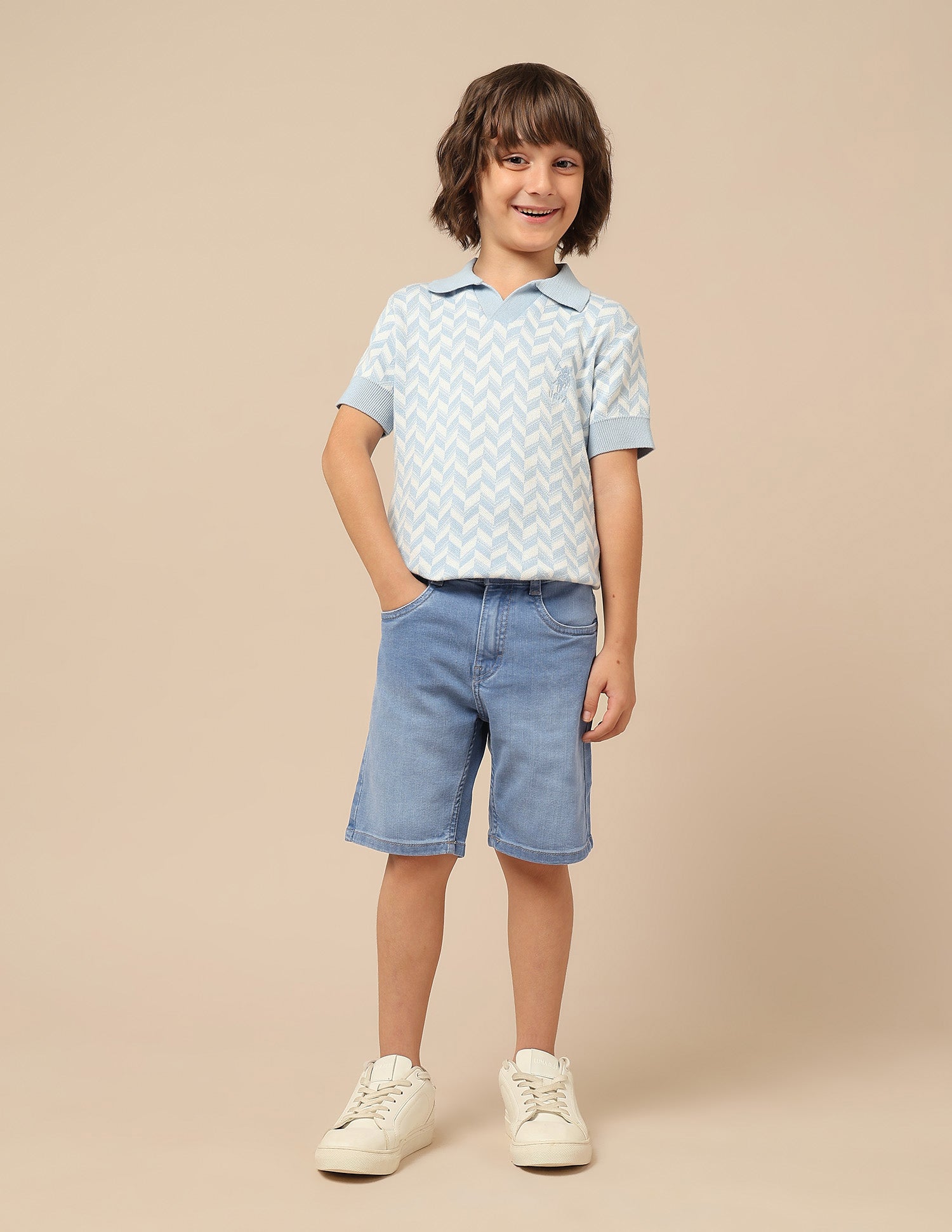 Boys Relaxed Fit Denim Shorts Light Blue - U.S. POLO ASSN. | Large