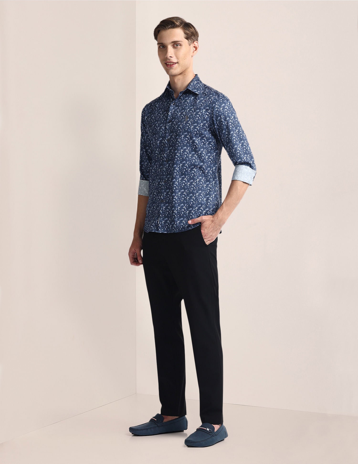 Floral Print Tailored Fit Shirt Navy - U.S. POLO ASSN. | Large