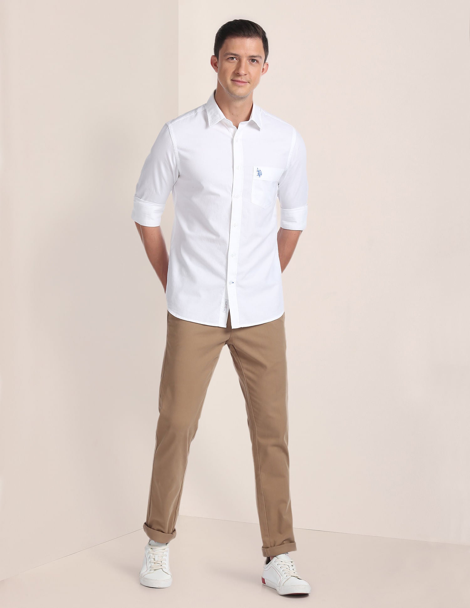 Solid Dobby Casual Shirt White - U.S. Polo Assn. India | Large