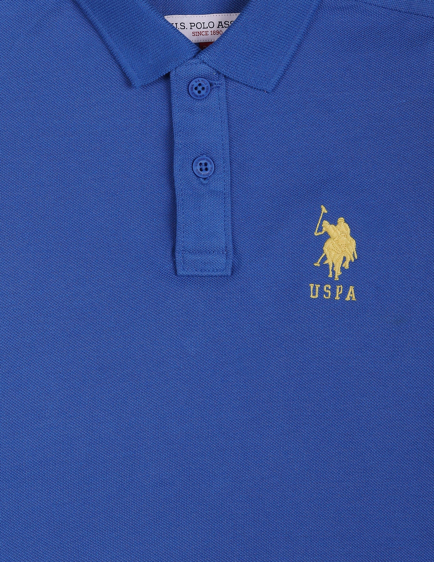 Pure Cotton Solid Polo Shirt Light Blue - U.S. POLO ASSN. | Large