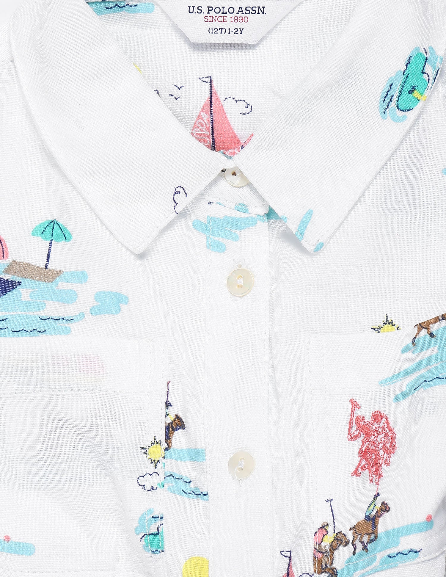 Girls All Over Print Belt Dress Ecru - U.S. POLO ASSN. | Large