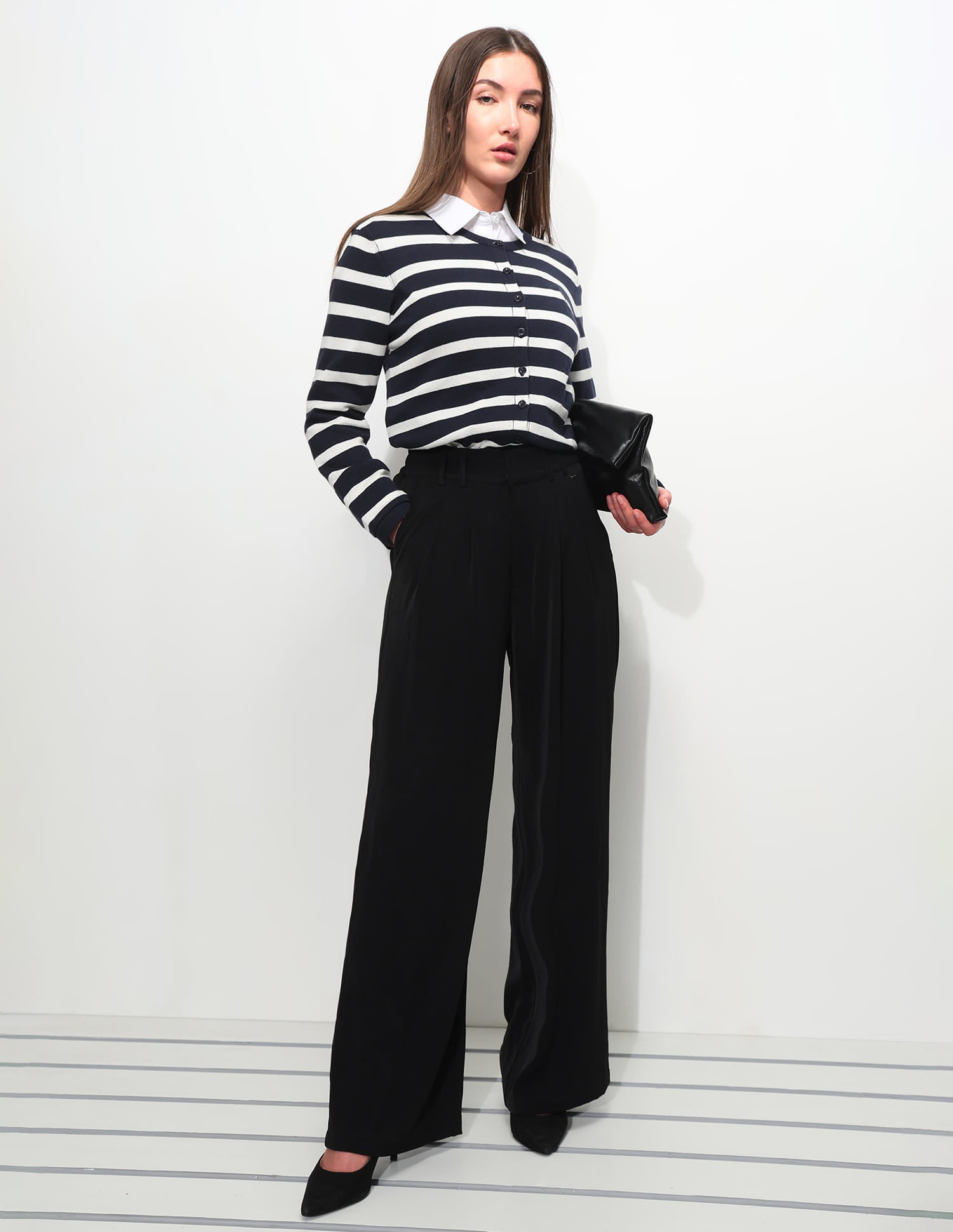 High Rise Wide Leg Trousers Black - U.S. Polo Assn. India | Large