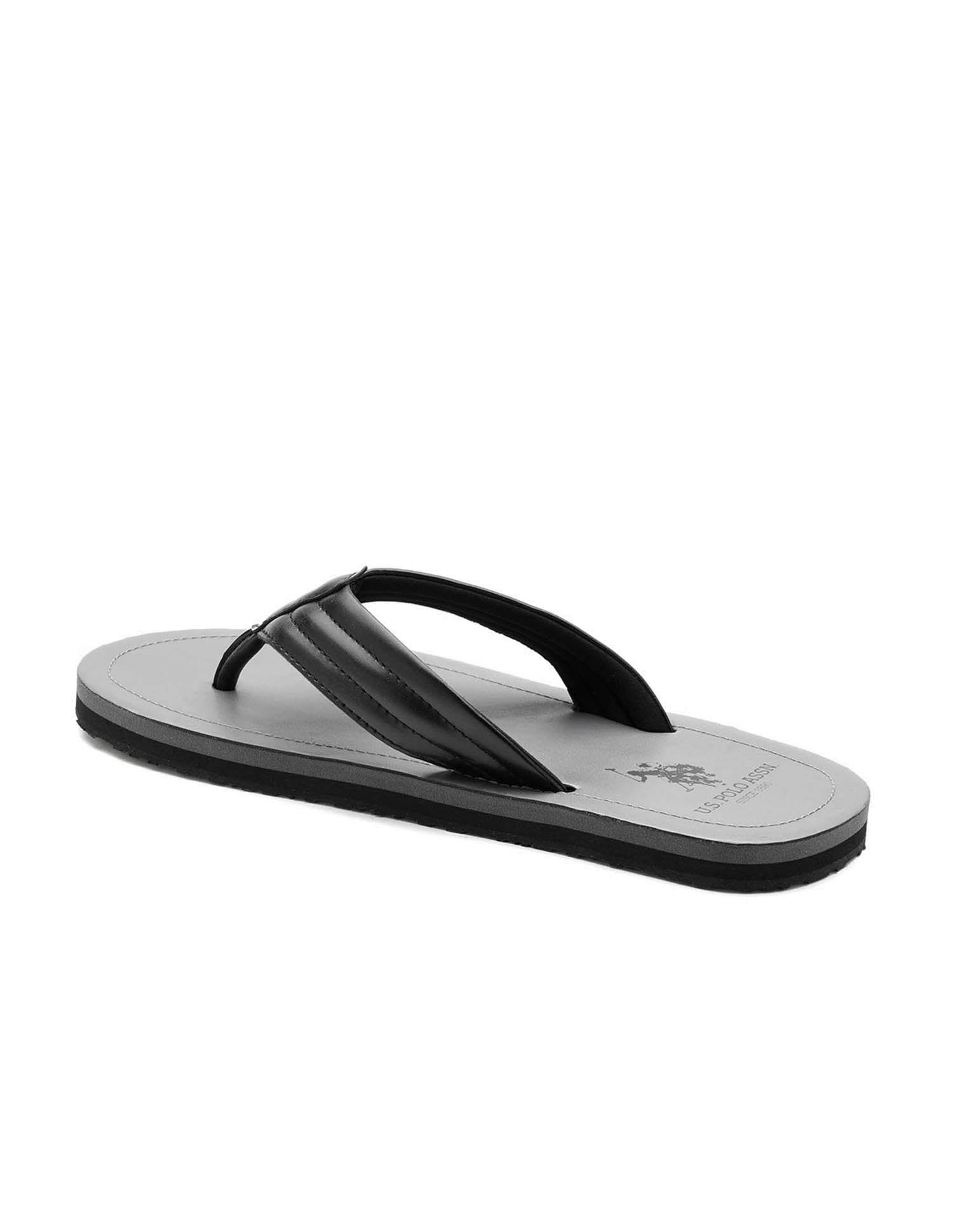 Men Terry Solid Flip Flops Black - U.S. Polo Assn. India | Large