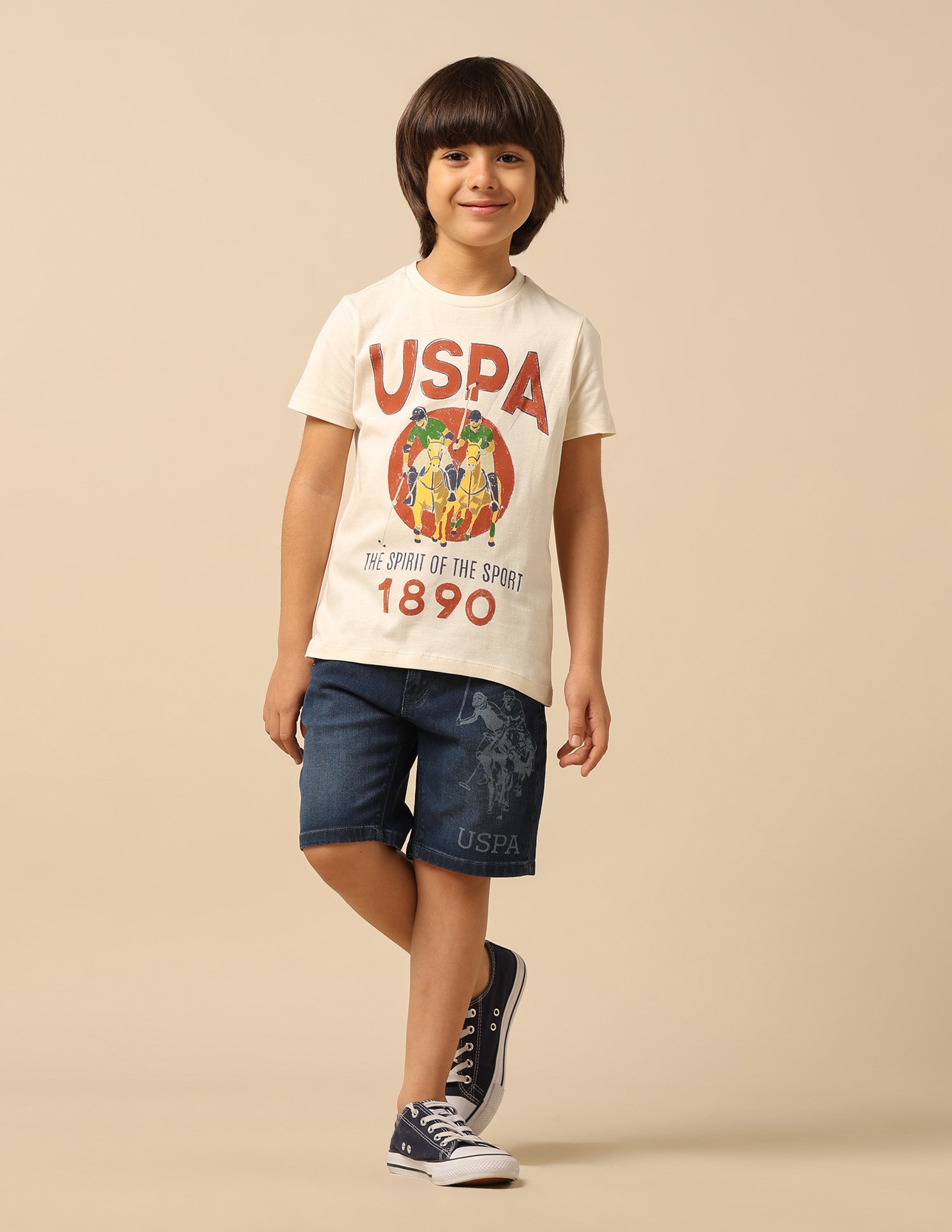 Boys Graphic Brand Printed T-Shirt Off White - U.S. POLO ASSN. | Large