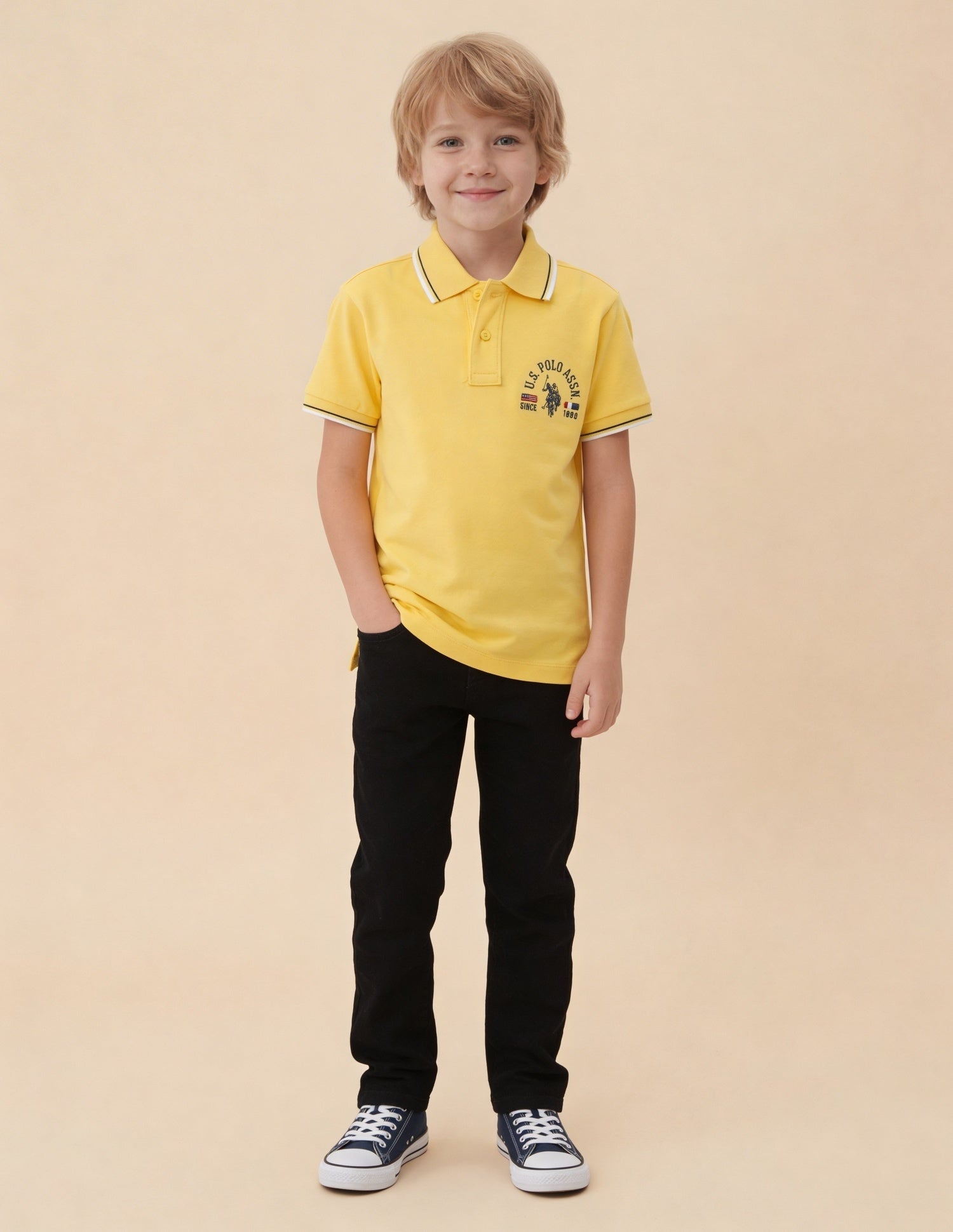 Graphic Brand Printed Regular Fit Polo Shirt Light Yellow - U.S. Polo Assn. India | Large