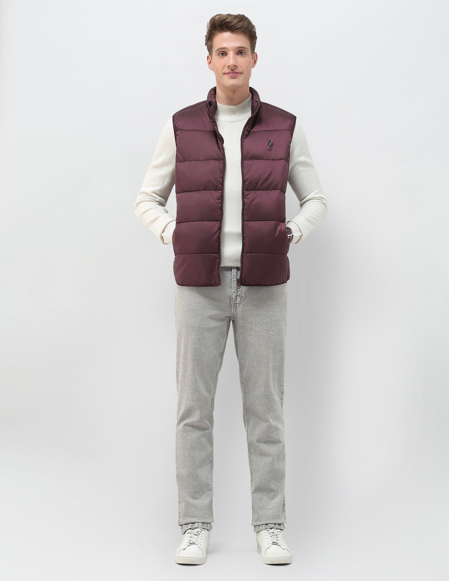 Regular Fit Packable Puffer Jacket Dark Red - U.S. Polo Assn. India | Large