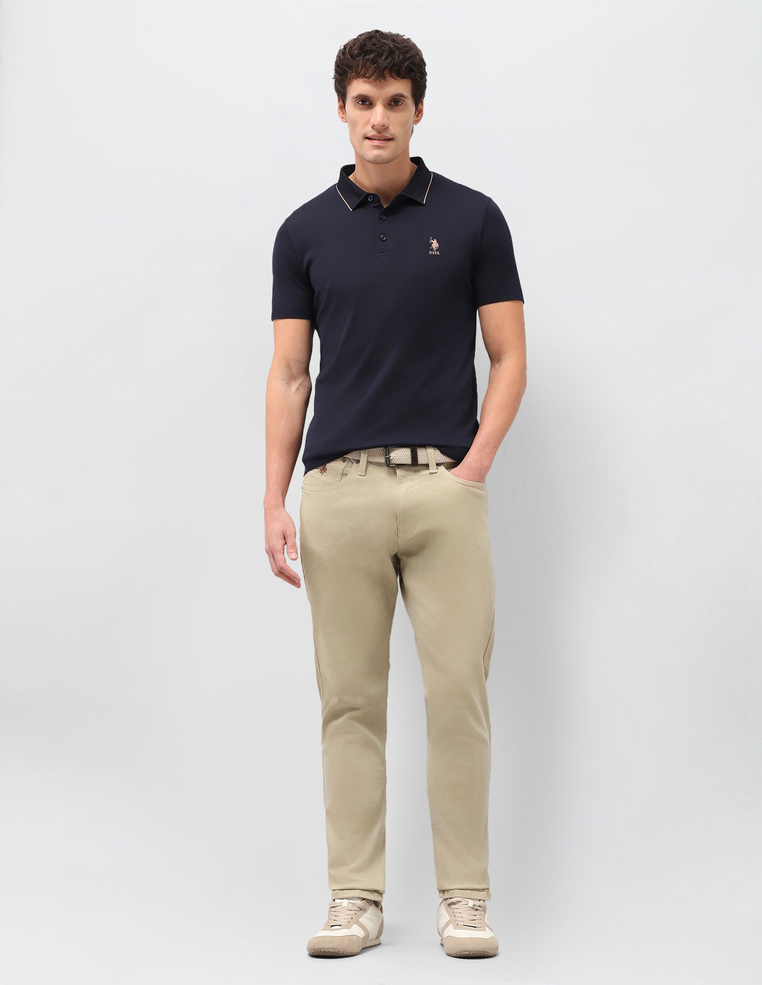 Brandon Slim-Tapered Fit Beige Jeans Beige - U.S. Polo Assn. India | Large