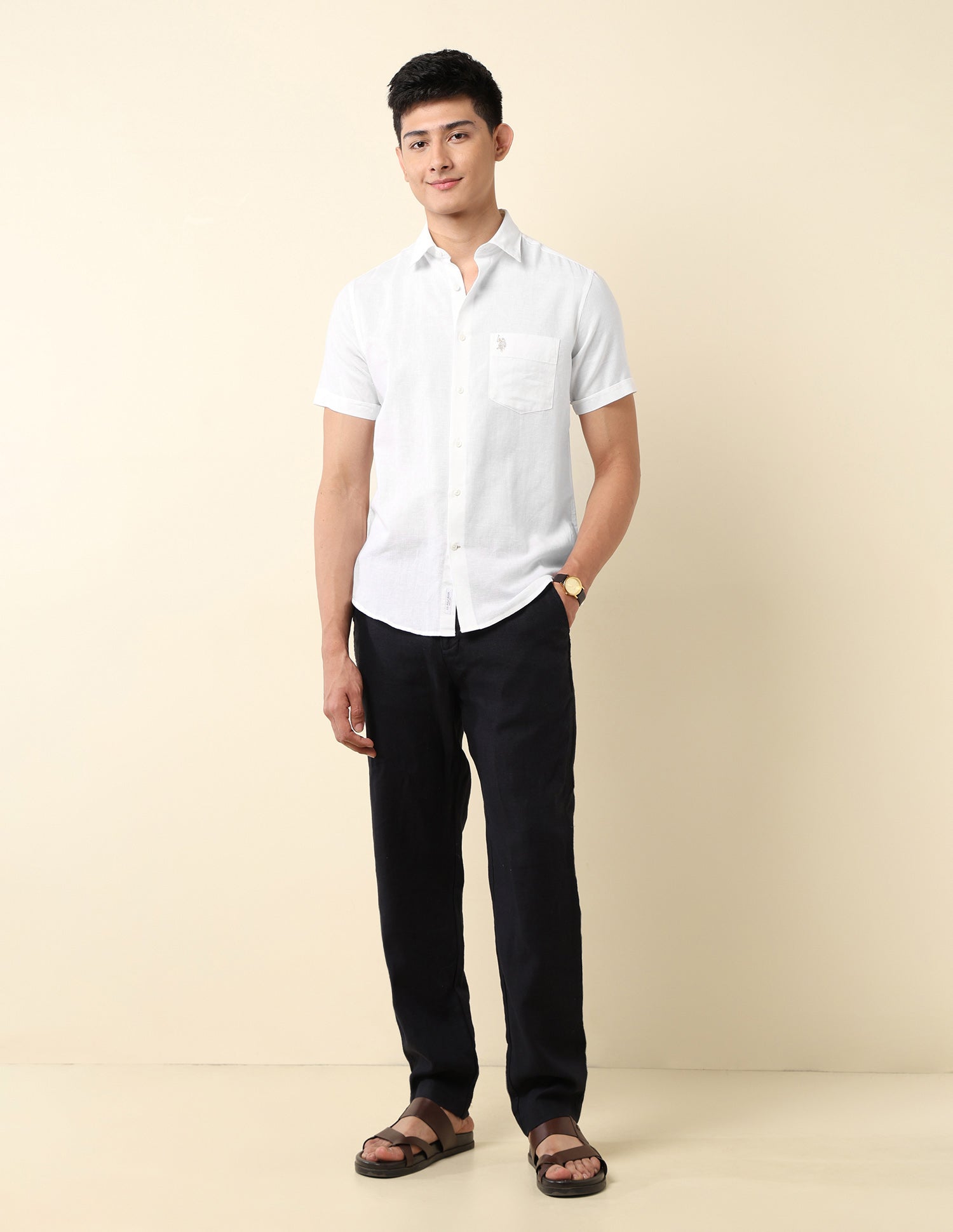 Tailored Fit Solid Shirt White - U.S. Polo Assn. India | Large