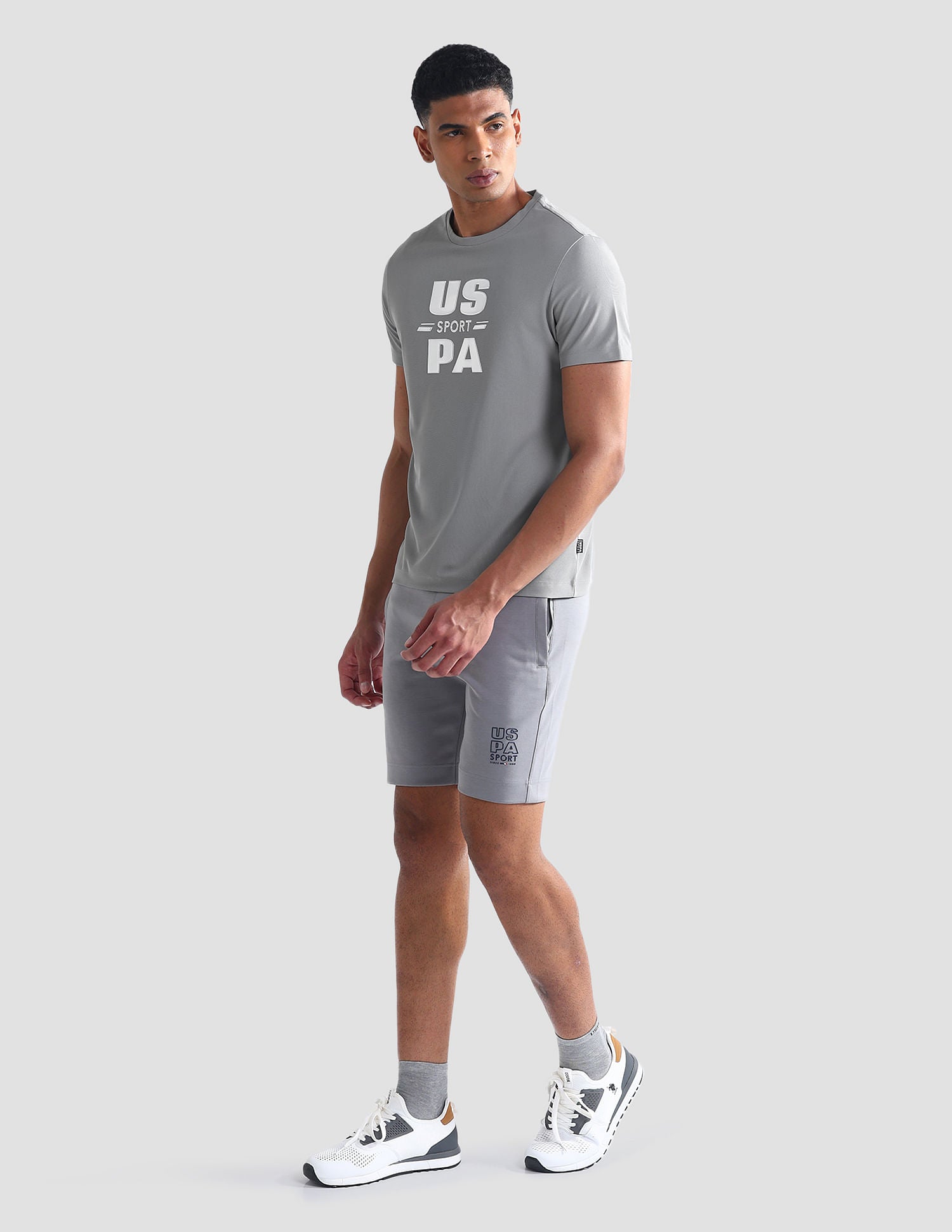 Brand Print Slim T-Shirt Grey - U.S. Polo Assn. India | Large