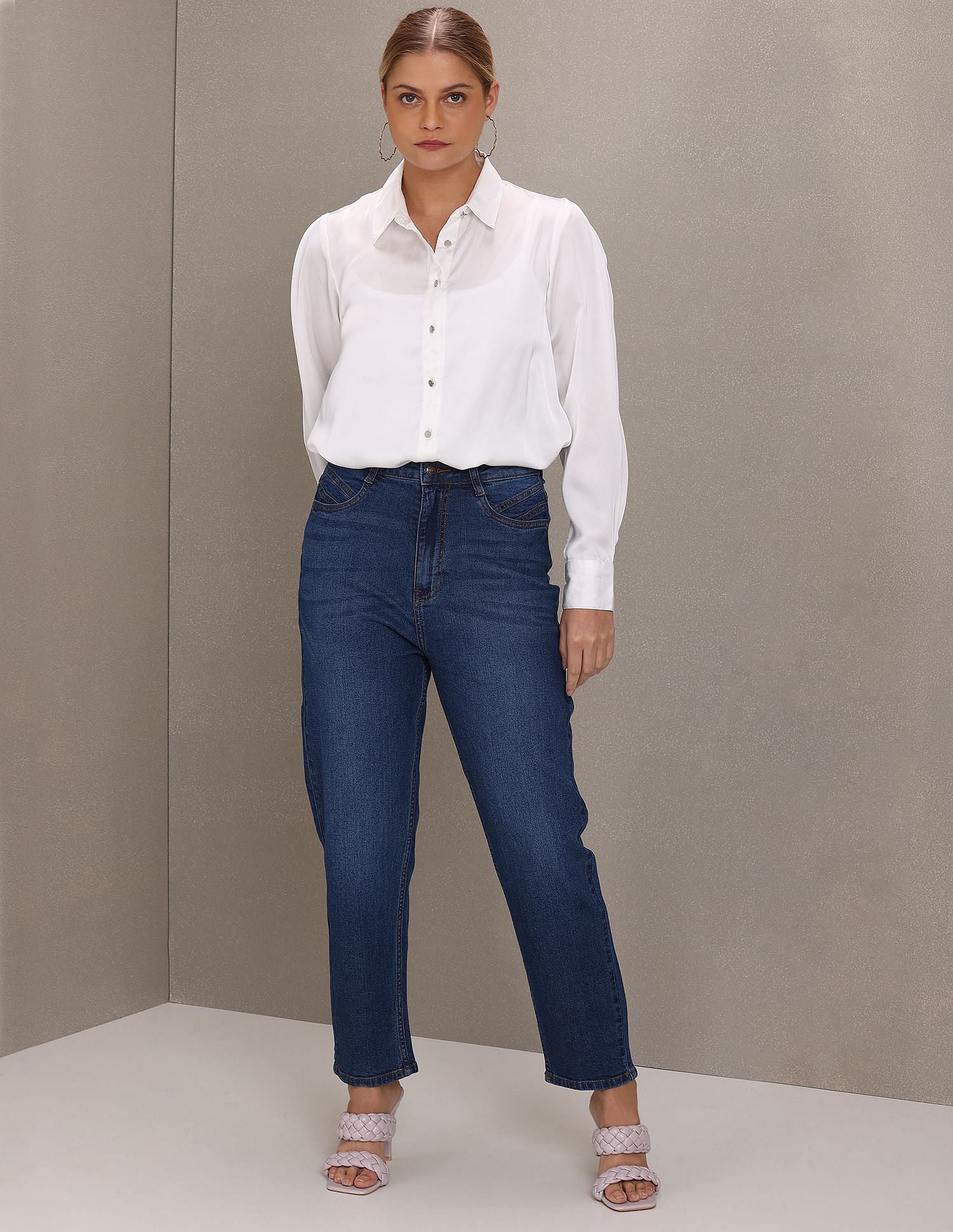High Rise Rinsed Mom Jeans Blue - U.S. Polo Assn. India | Large