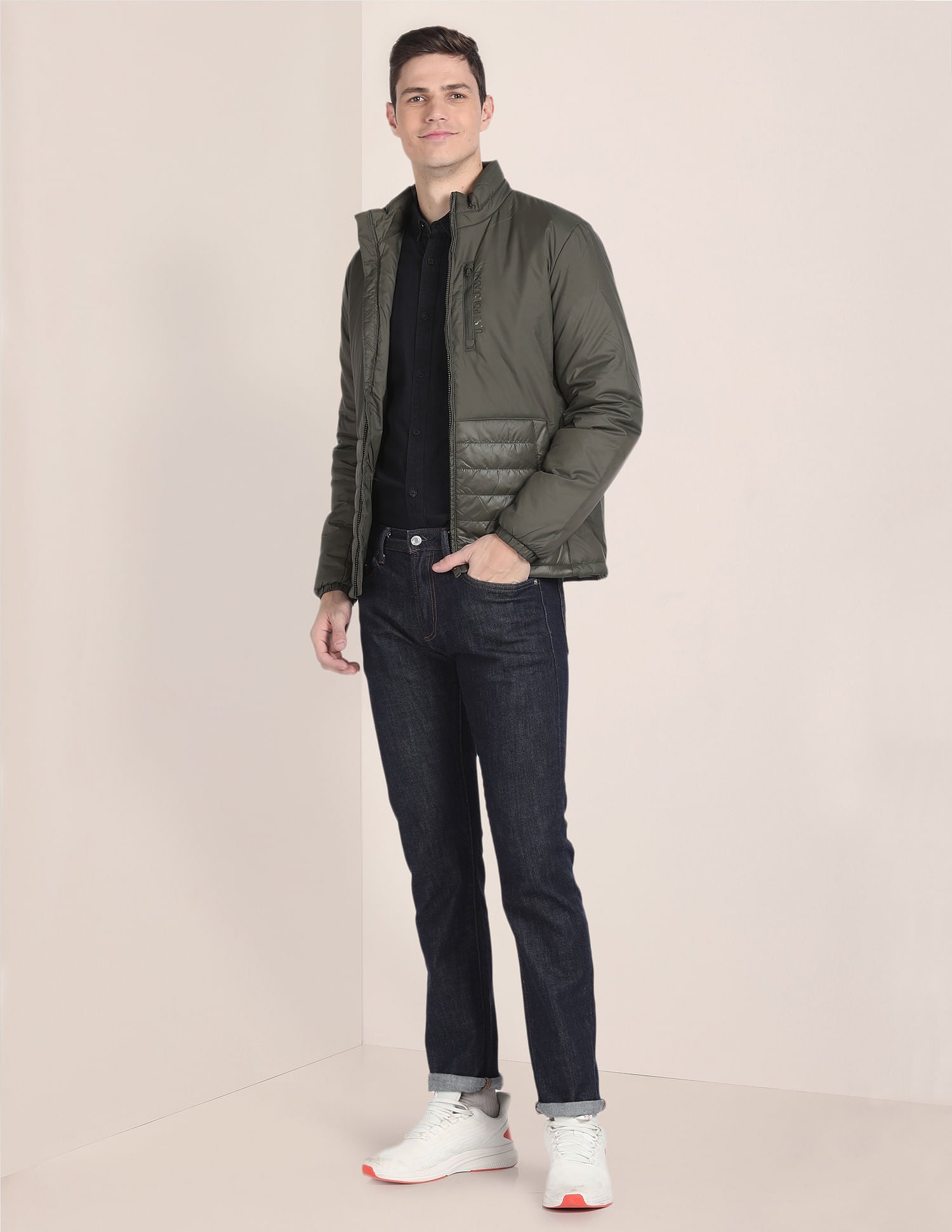 Solid Zip Up Quilted Jacket Olive - U.S. POLO ASSN. | Large