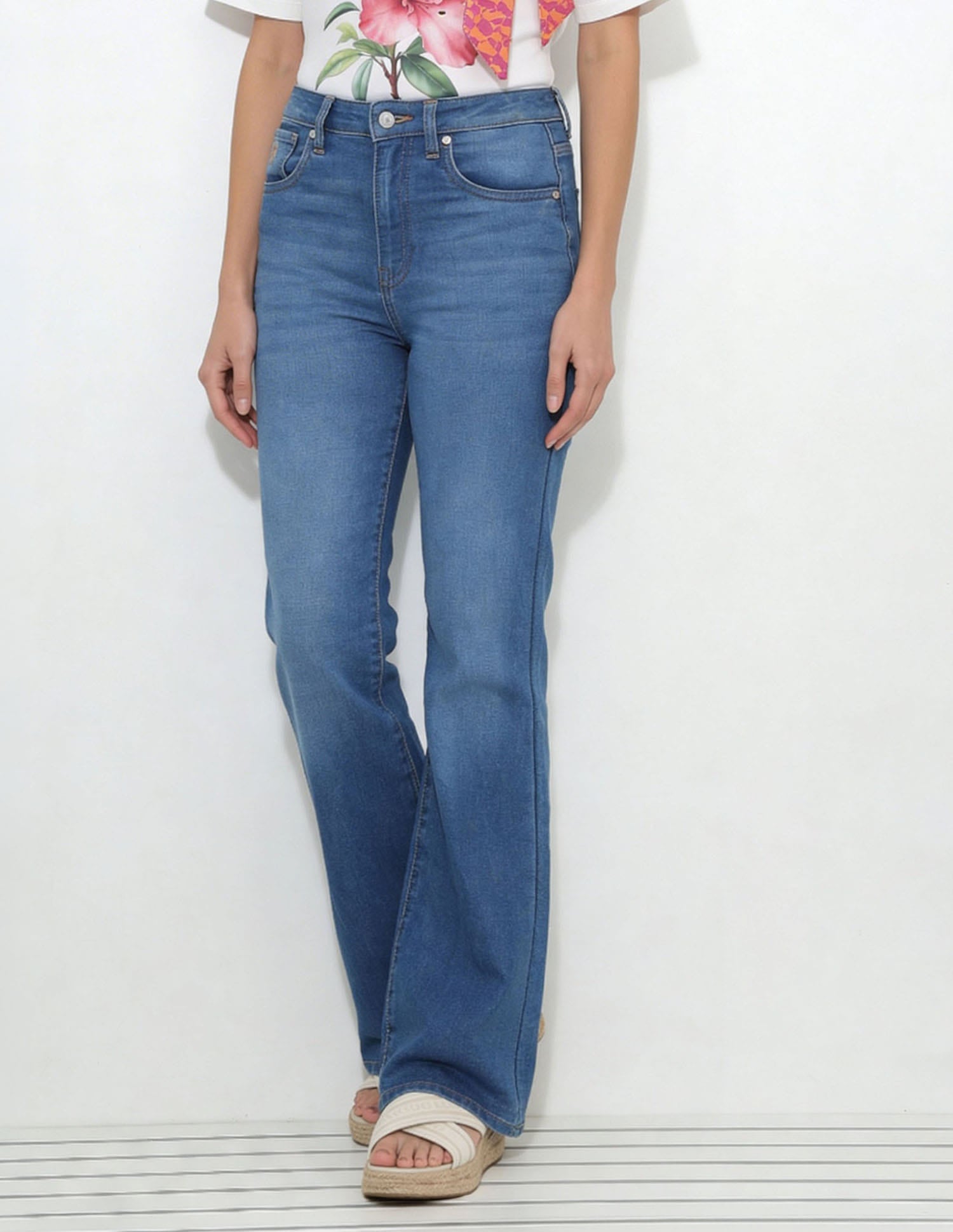 High Rise Flared Fit Jeans Blue - U.S. Polo Assn. India | Large