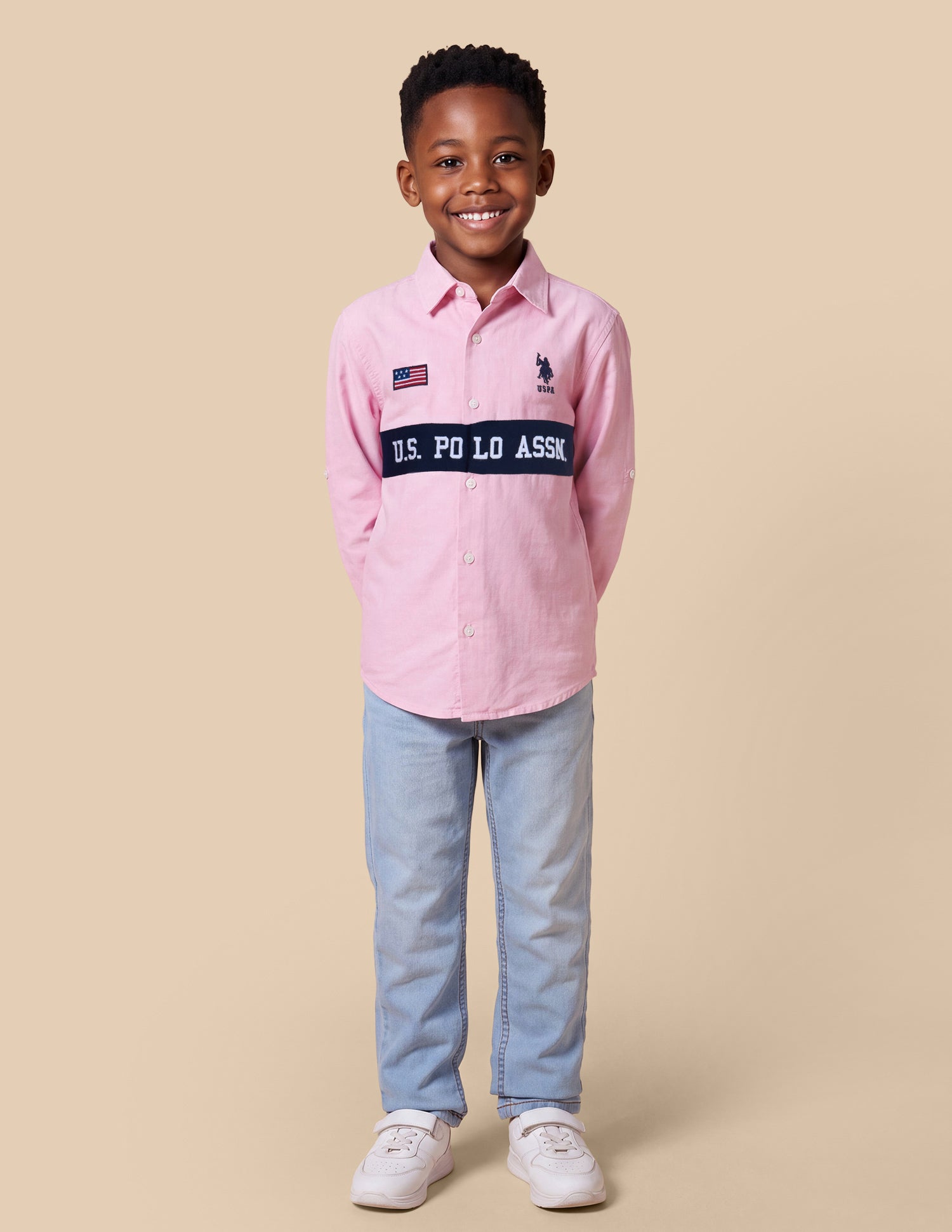 Brand Embroidered Regular Fit Shirt Pink - U.S. Polo Assn. India | Large