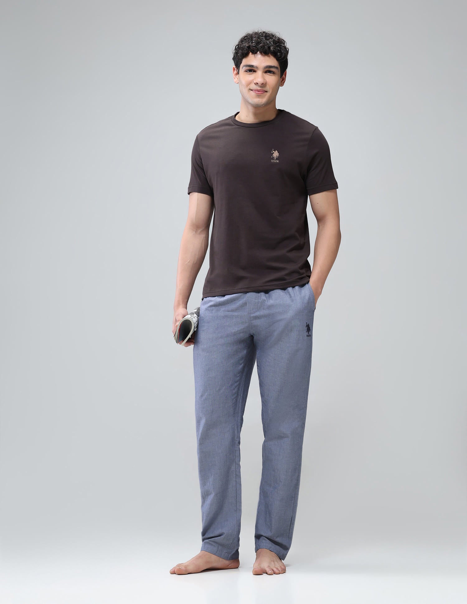 Pure Cotton Comfort Fit I633 Lounge T-Shirt - Pack Of 1 Choco - U.S. Polo Assn. India | Large