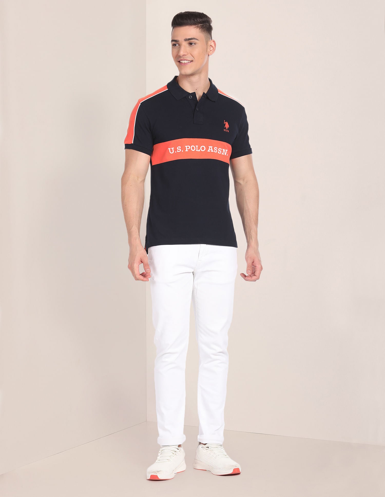 Brand Embroidered Pique Polo Shirt Navy - U.S. Polo Assn. India | Large