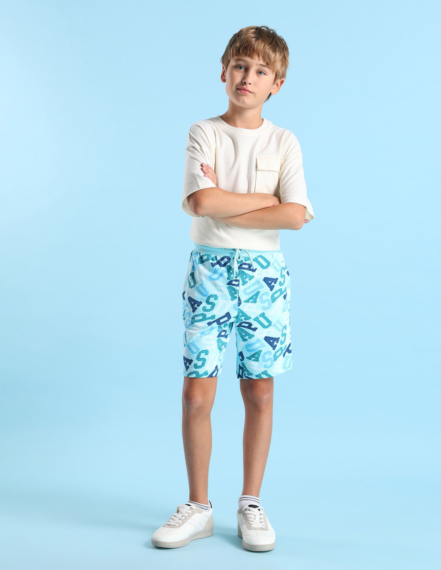 Boys Brand Printed Shorts Light Blue - U.S. POLO ASSN. | Large