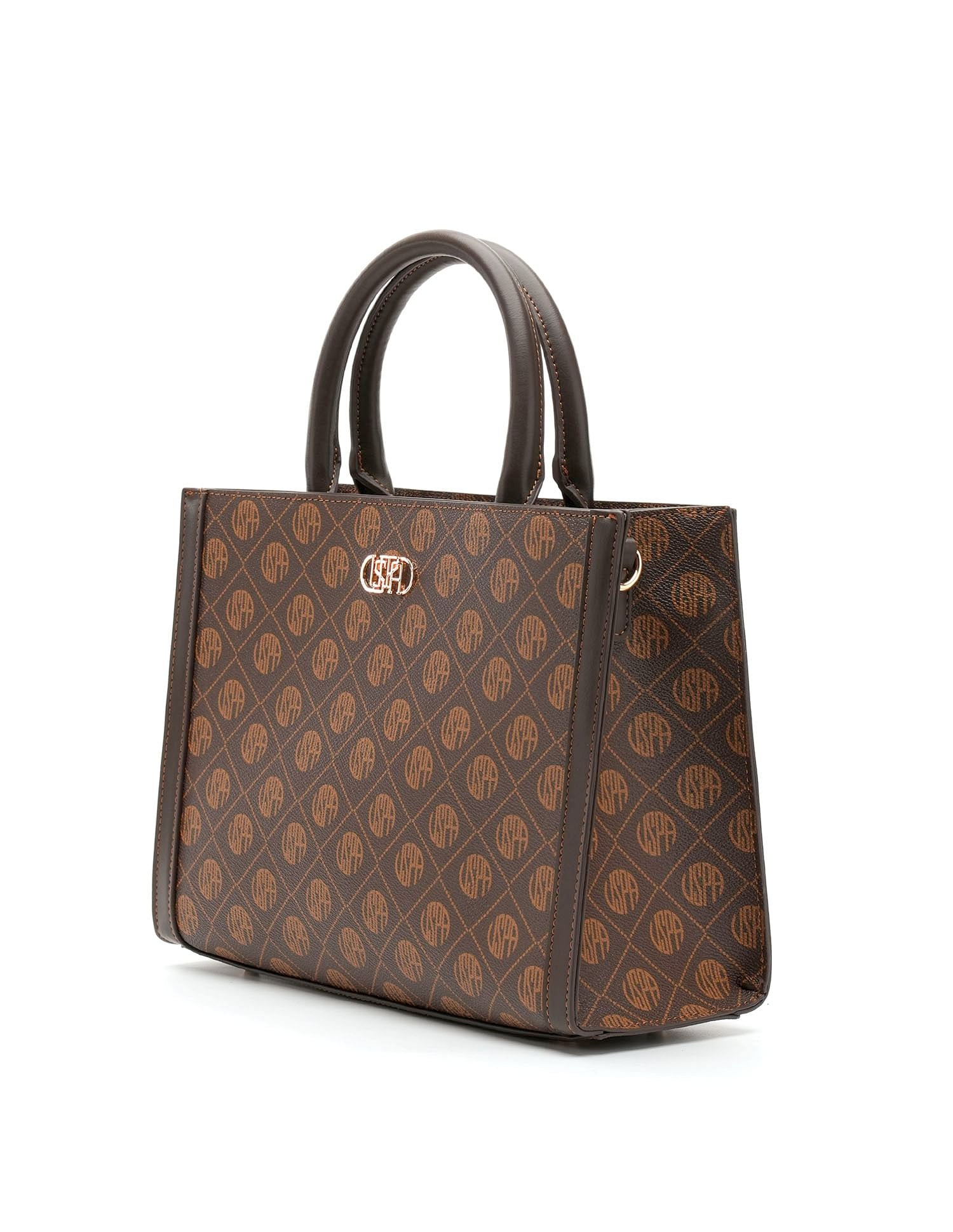 Bernice Monogram Satchel Bag Brown - U.S. Polo Assn. India | Large