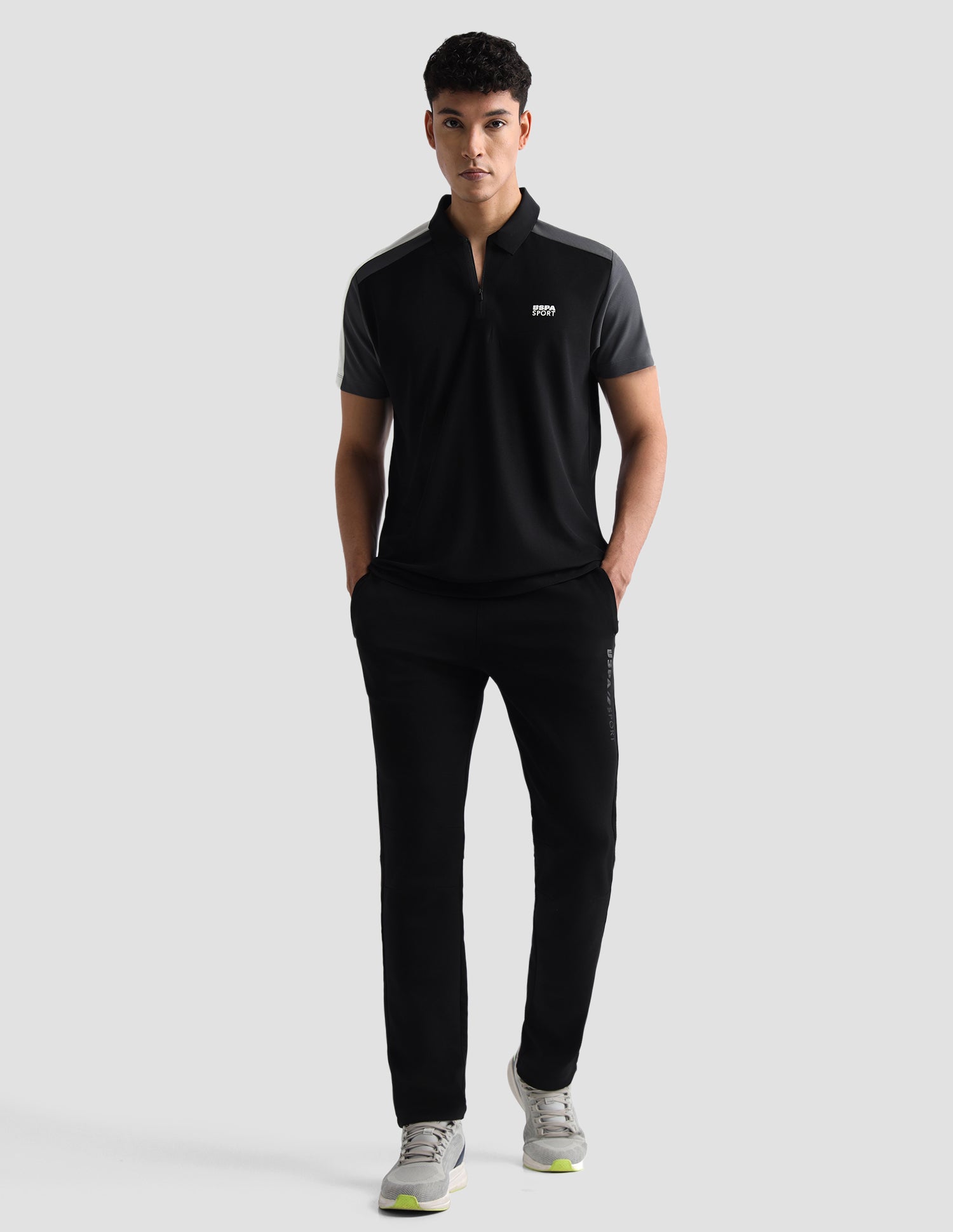 Solid Slim Fit Active Polo Shirt Black - U.S. Polo Assn. India | Large