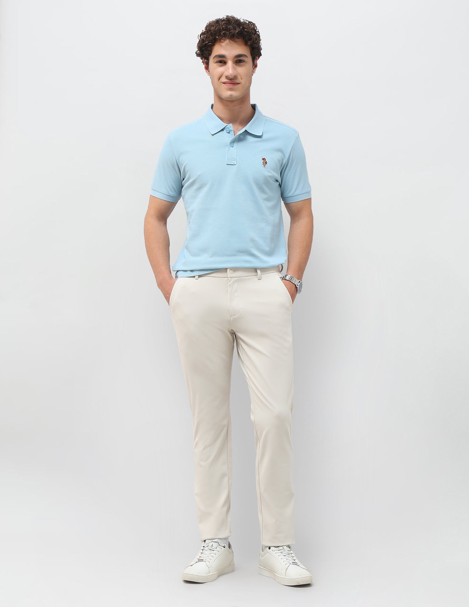 Knitted Denver Slim Fit Trousers Stone - U.S. Polo Assn. India | Large