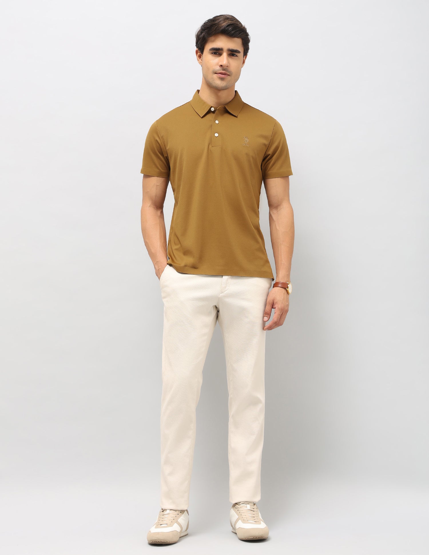 Slim Fit Solid Polo Shirt Brown - U.S. POLO ASSN. | Large
