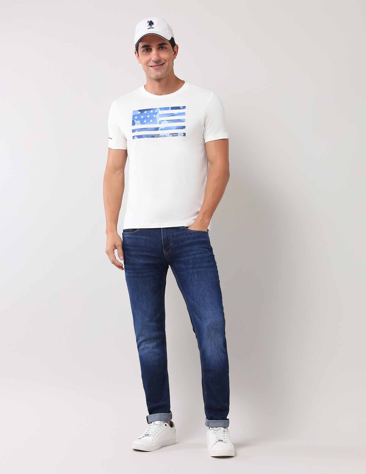 Brand Printed Muscle Fit T-Shirt Ivory - U.S. POLO ASSN. | Large