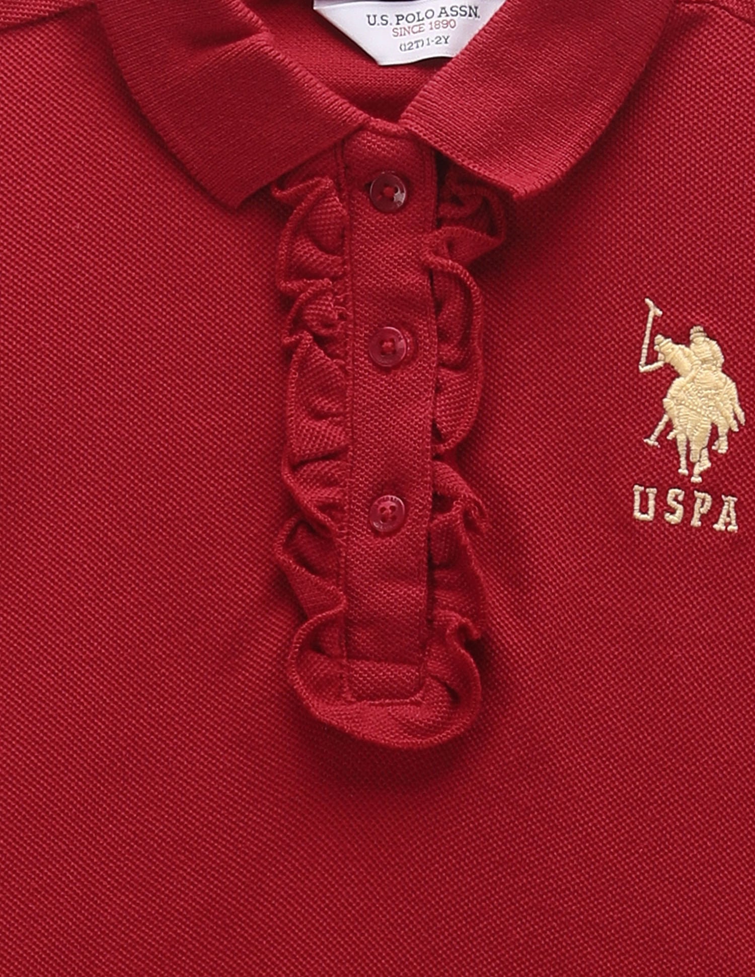 Girls Ruffled Placket Polo Shirt Red - U.S. POLO ASSN. | Large