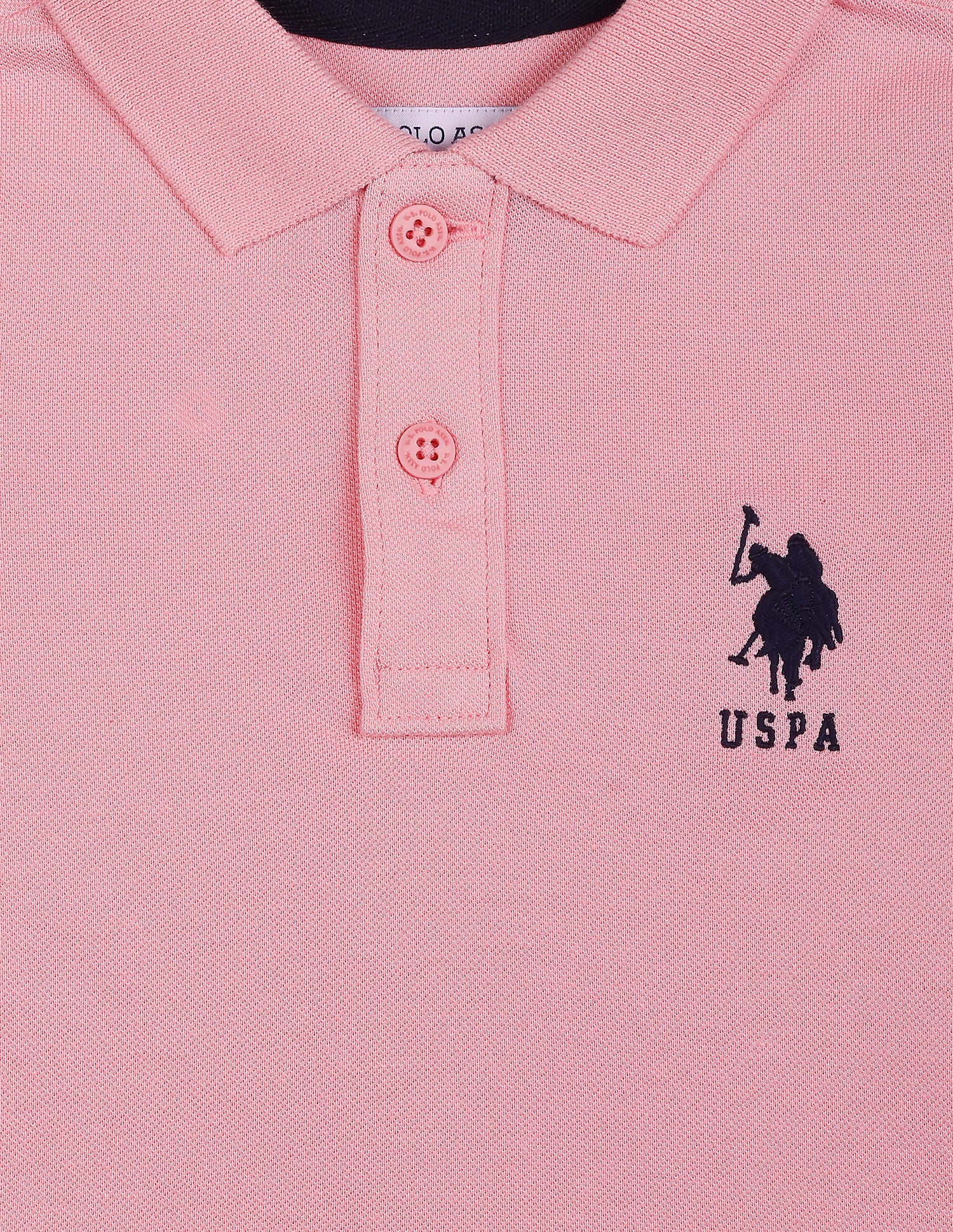 Pure Cotton Solid Polo Shirt Light Pink - U.S. POLO ASSN. | Large
