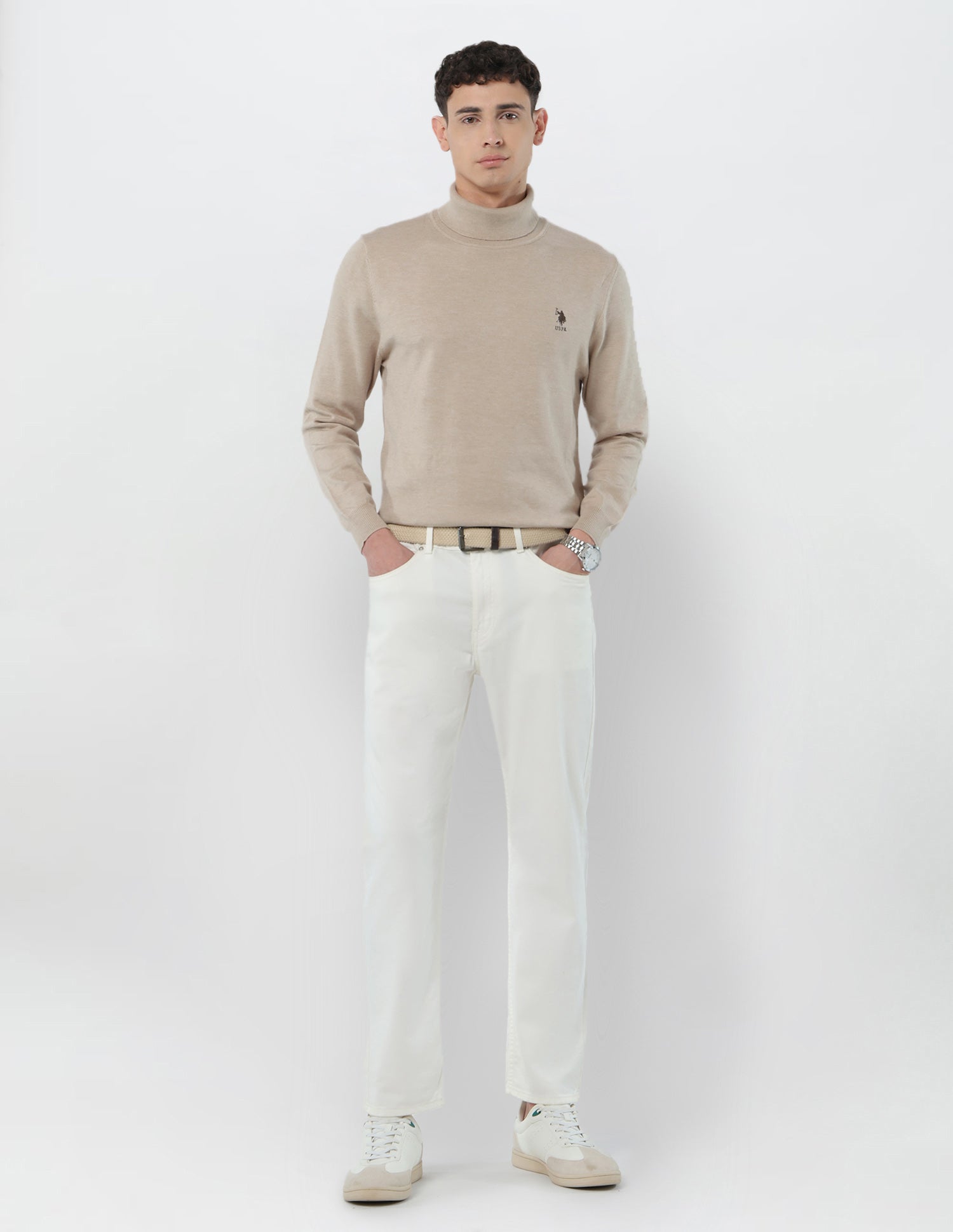 Turtleneck Regular Fit Sweater Beige - U.S. POLO ASSN. | Large