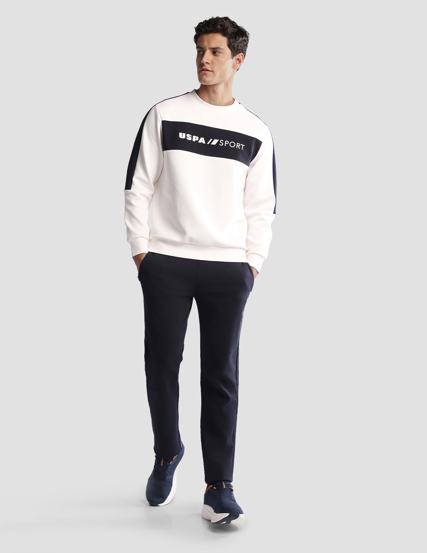 Brand Printed Regular Fit Active Sweatshirt Off White - U.S. Polo Assn. India | Large