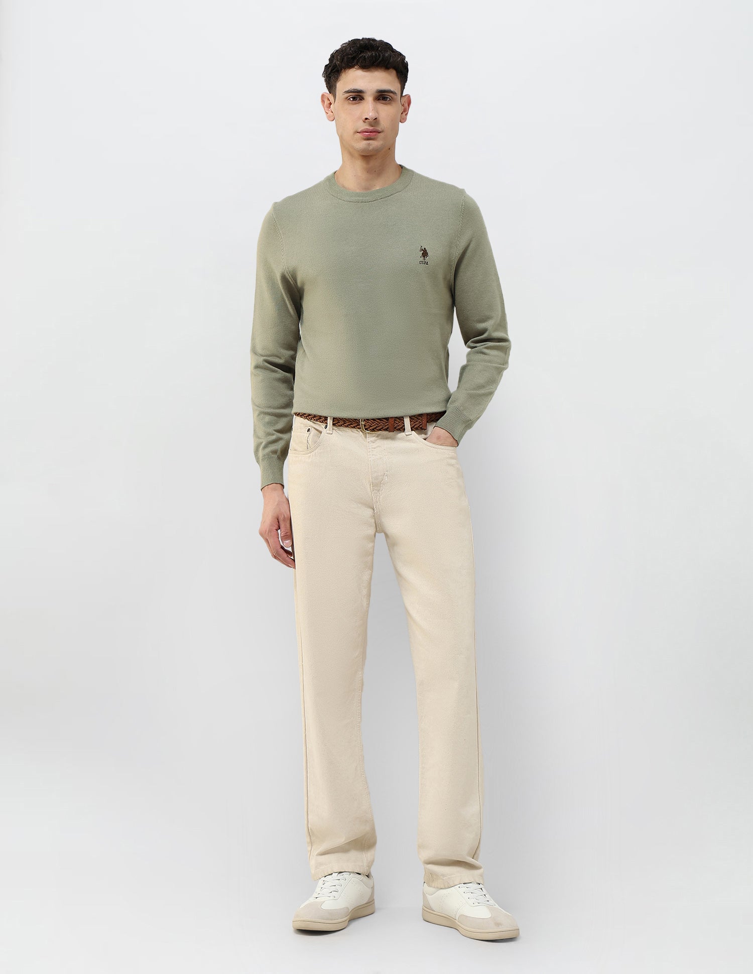 Solid Regular Fit Sweater Green - U.S. POLO ASSN. | Large