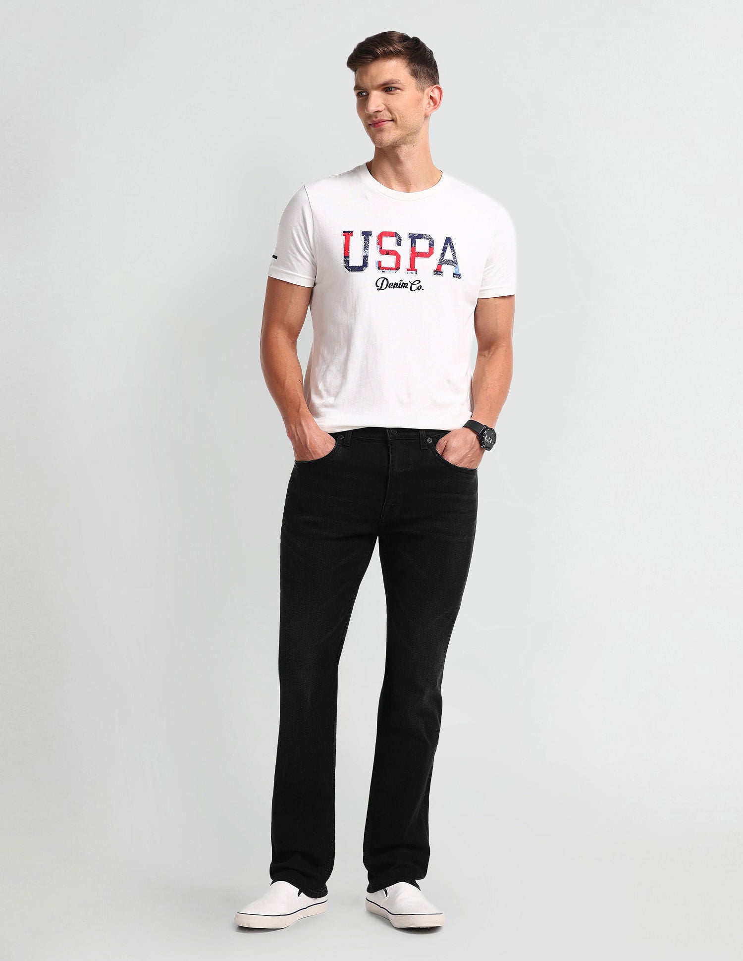 Harold Slim Straight Black Jeans Black - U.S. Polo Assn. India | Large
