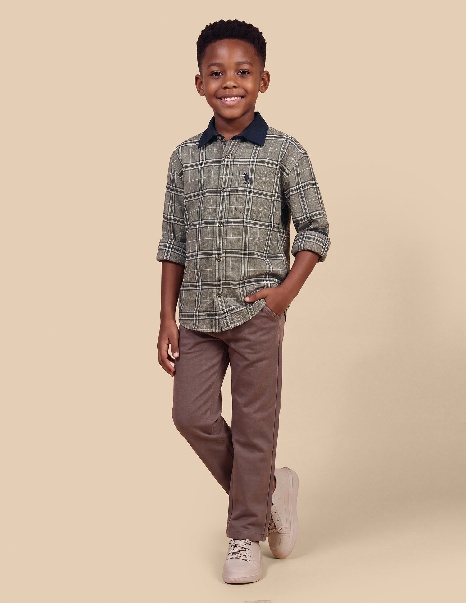 Plaid Checked Twill Shirt Brown - U.S. Polo Assn. India | Large