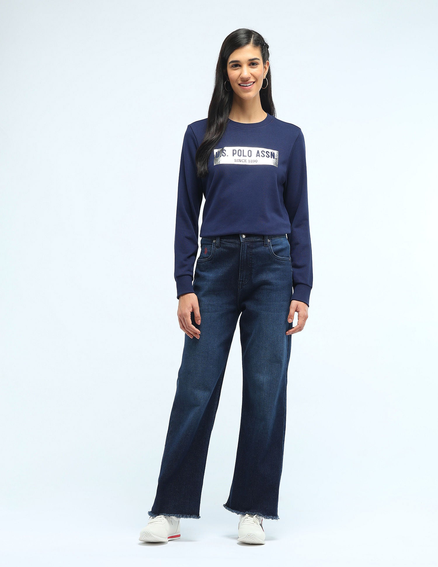 Foil Print Logo Sweatshirt Navy - U.S. POLO ASSN. | Large