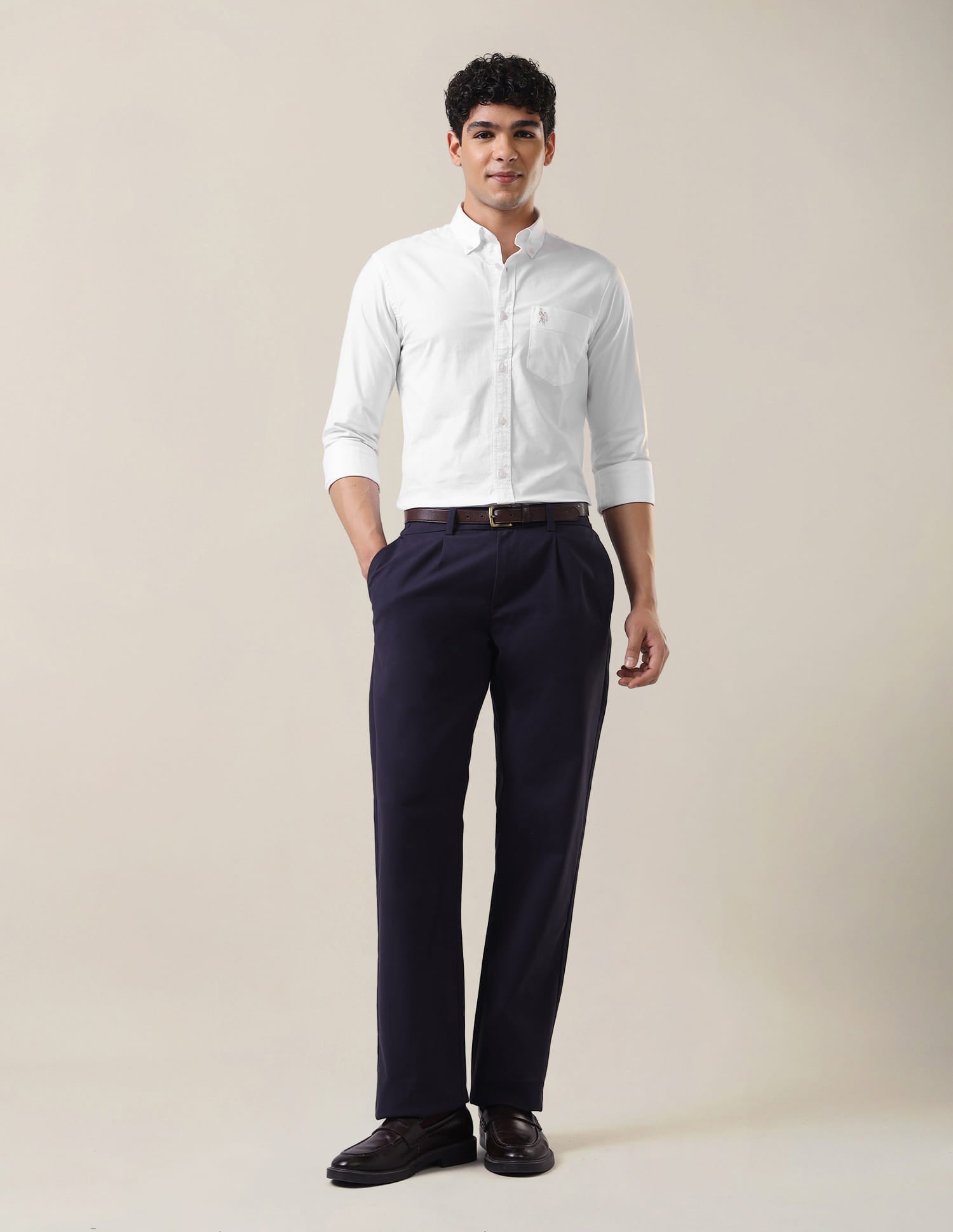 Tailored Fit Oxford Shirt White - U.S. Polo Assn. India | Large