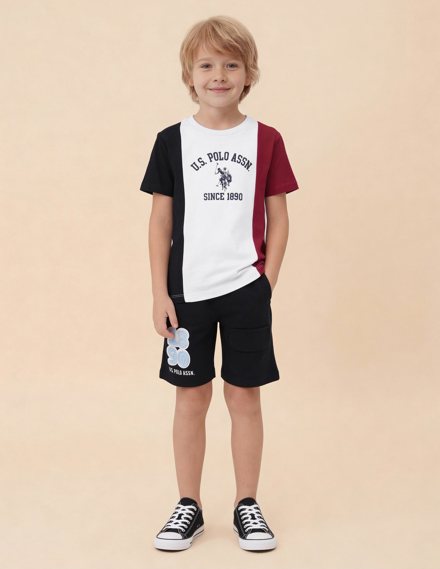 Colour Blocked Brand Printed Regular Fit T-Shirt White - U.S. Polo Assn. India | Large