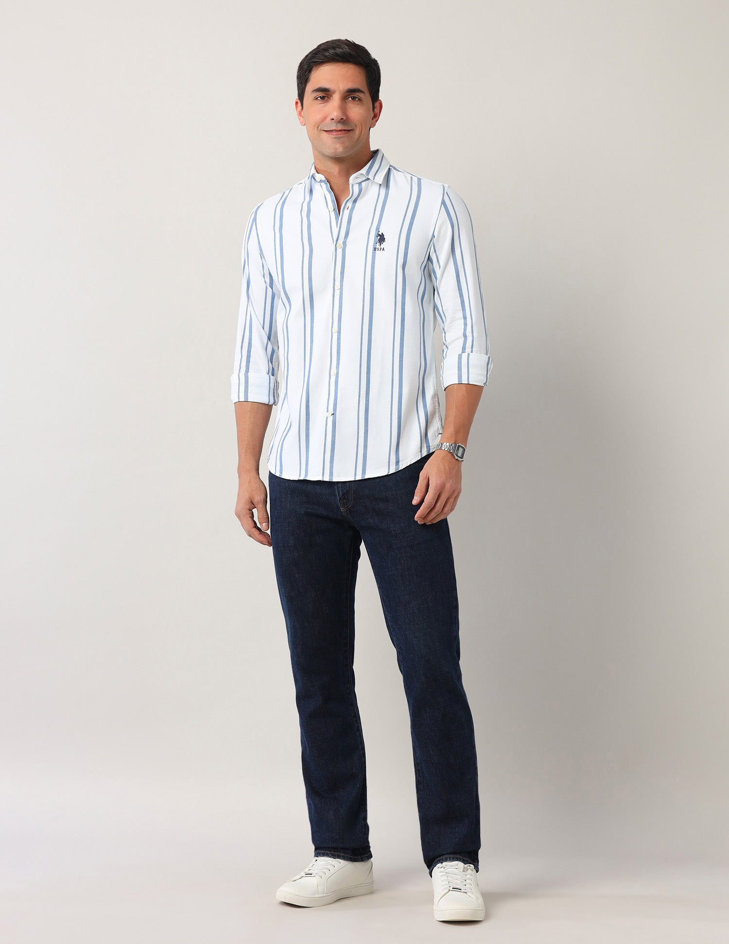 Regular Fit Pure Cotton Shirt Indigo - U.S. Polo Assn. India | Large