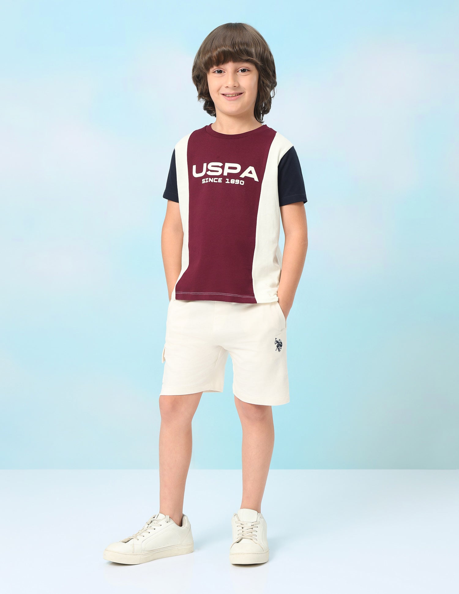 Colour Blocked Brand Printed Regular Fit T-Shirt Maroon - U.S. Polo Assn. India | Large
