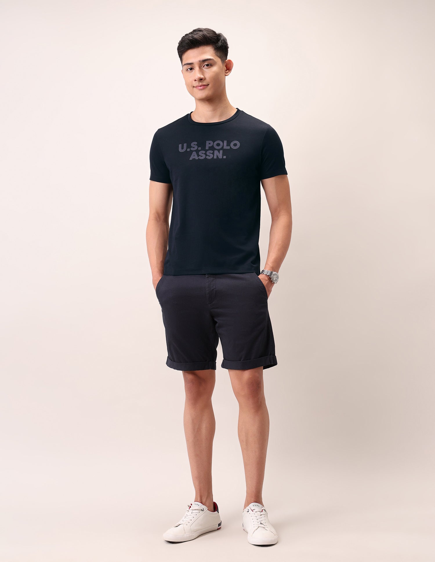 Brand Embossed Outdoor T-Shirt Navy - U.S. Polo Assn. India | Large