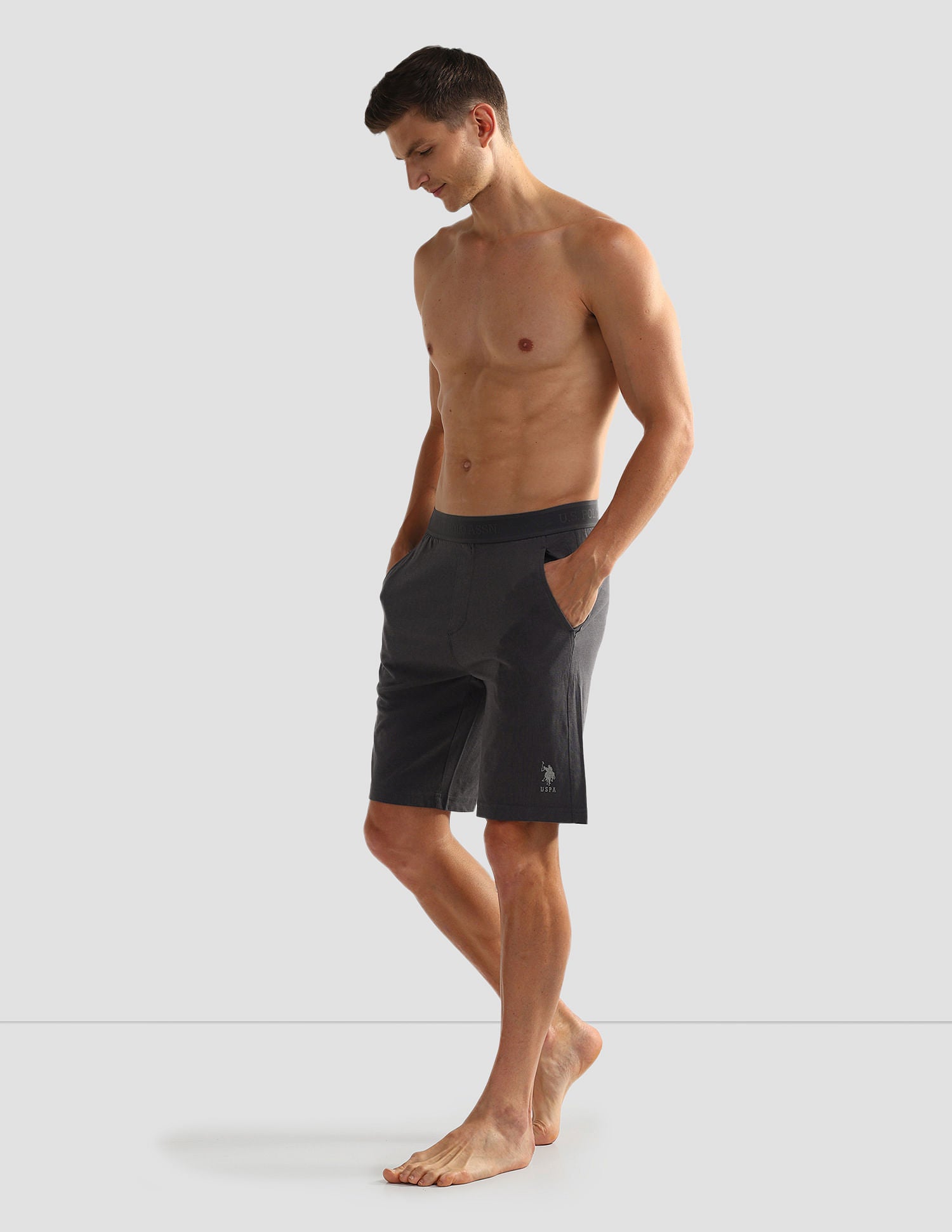 Mid Rise Solid LS001 Shorts - Pack Of 1 Asphalt - U.S. POLO ASSN. | Large