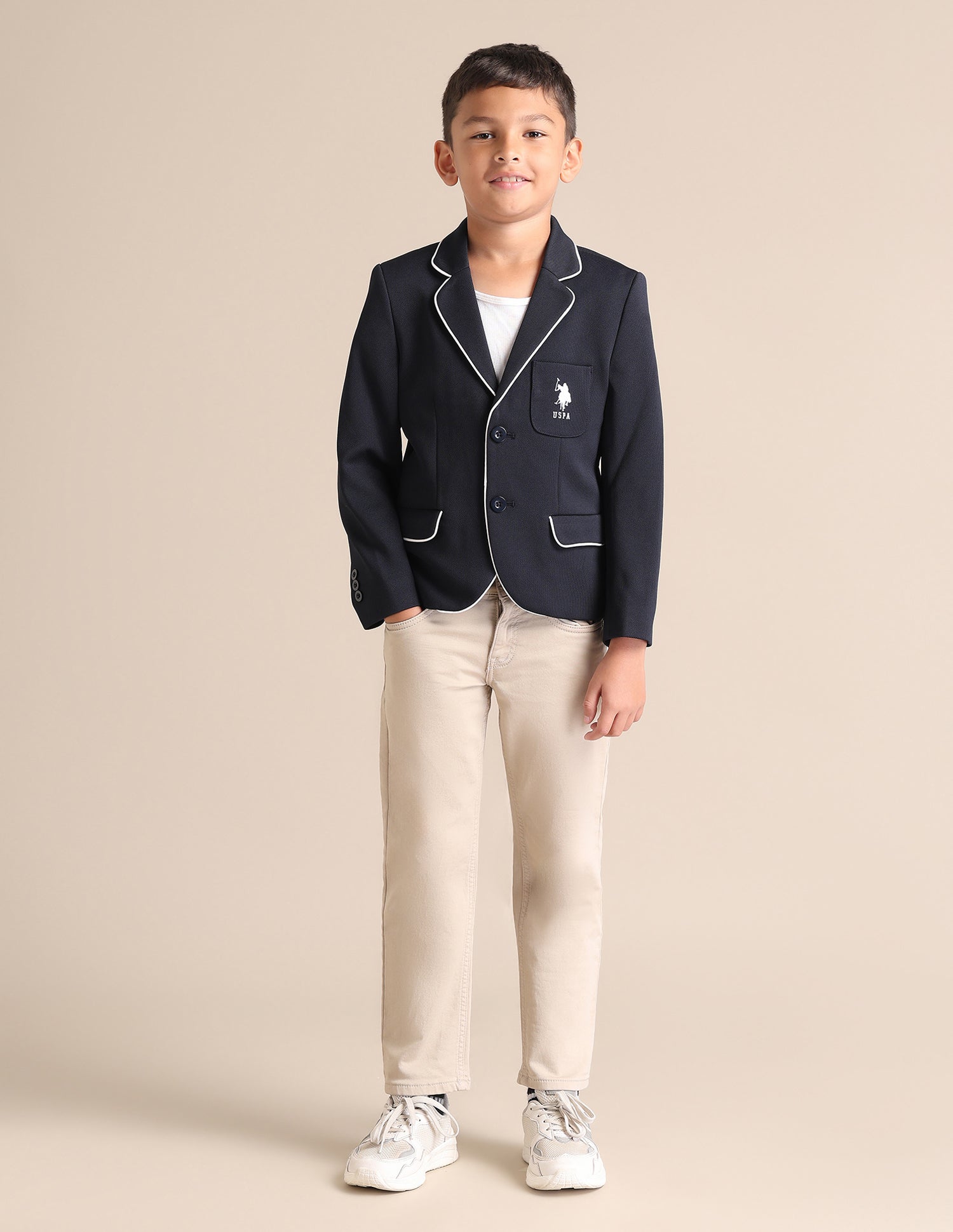 Boys Textured Pattern Blazer Black - U.S. POLO ASSN. | Large