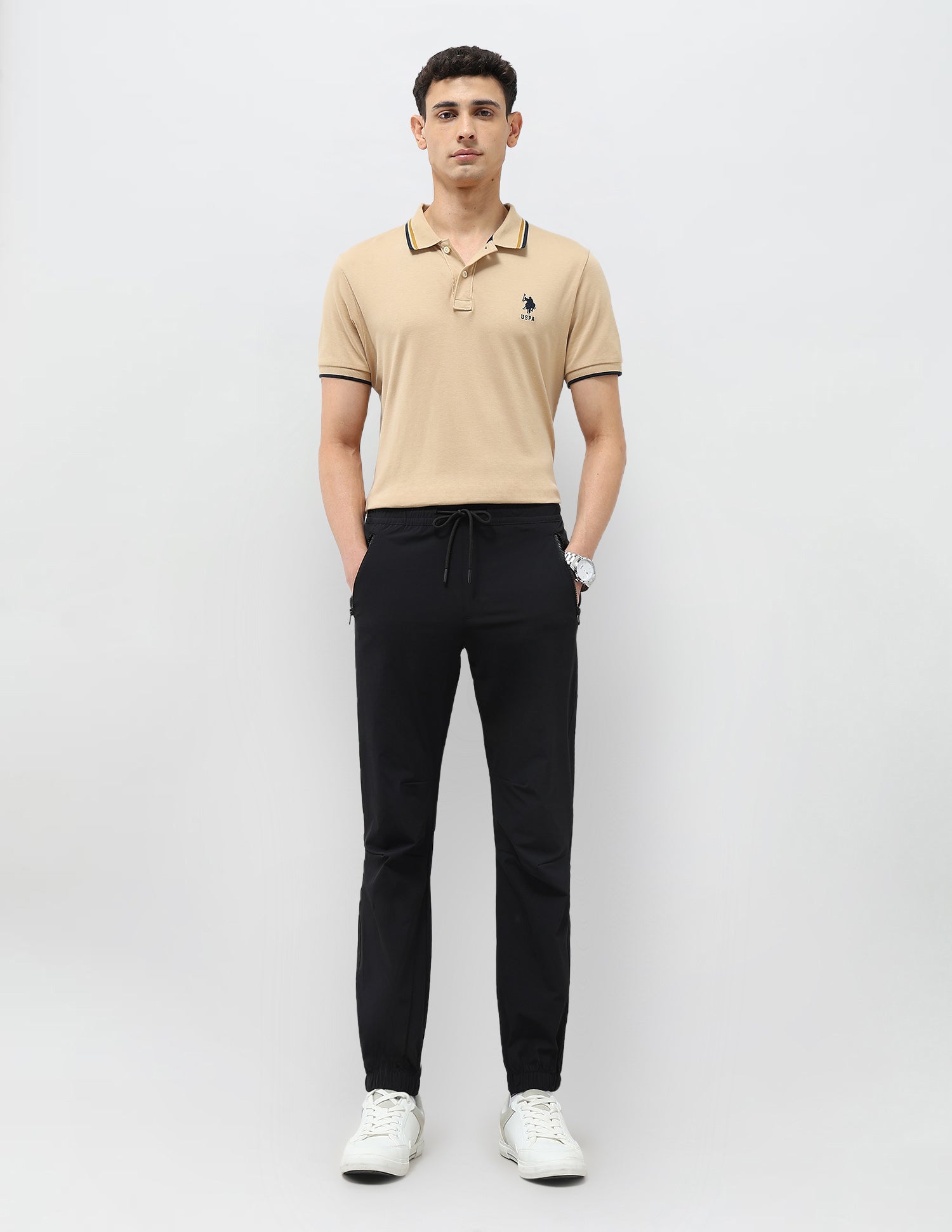 Straight Fit Mid Rise Joggers Black - U.S. Polo Assn. India | Large
