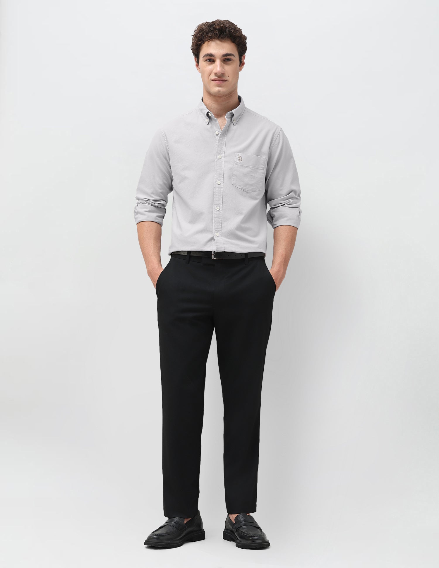 Tailored Fit Oxford Shirt Dark Grey - U.S. Polo Assn. India | Large